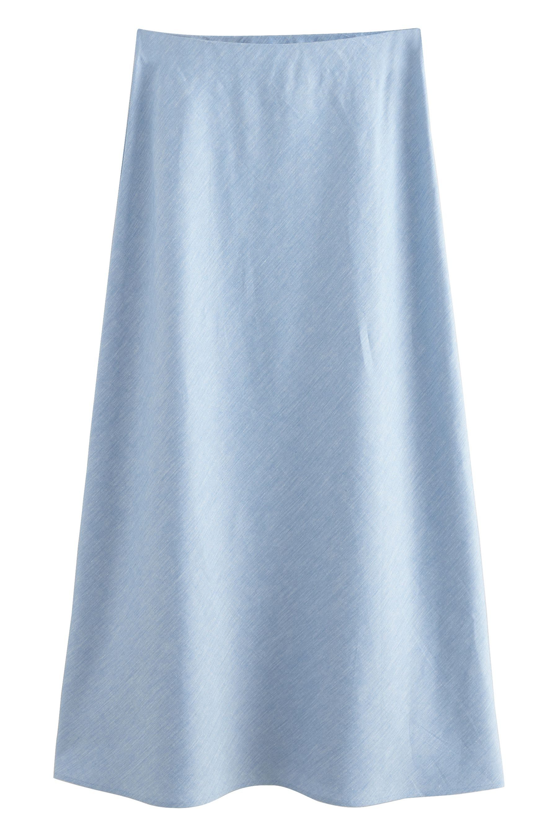 Next Midirock Strukturierter Chambray-Midirock mitn Leinenanteil günstig online kaufen