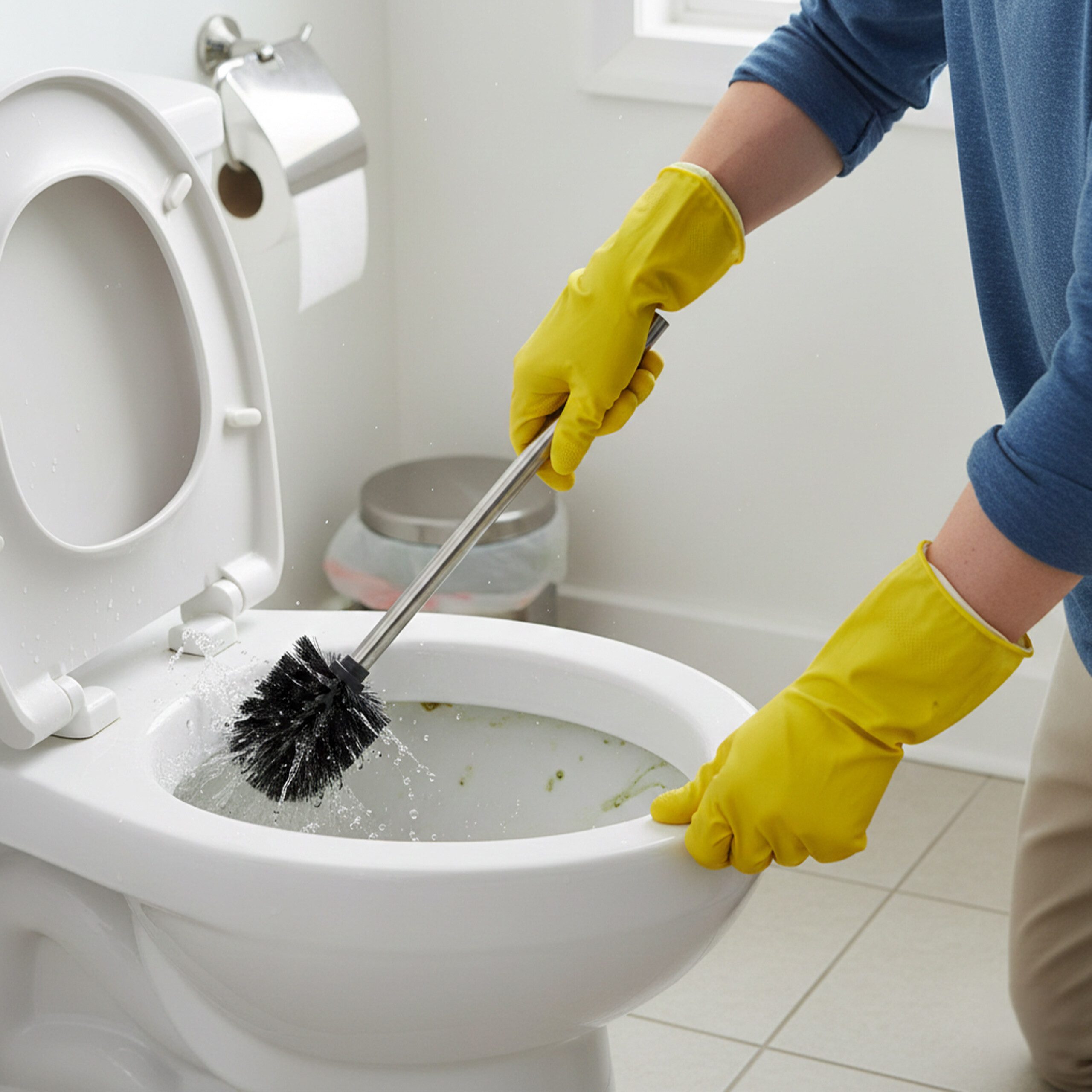 relaxdays WC-Reinigungsbürste WC Bürste mit 5 Bürstenköpfen D 8 cm, alle handelsüblichen WC-Garnituren, Gäste-WC, Badezimmer, (6-tlg), schwarz – Bild 2 von 5