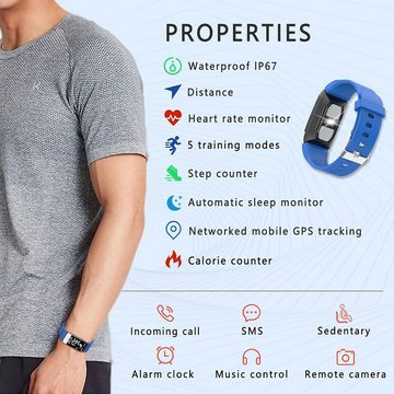 MicLee Smartwatch (1,14 Zoll, Andriod iOS), Armband EKG PPG Blutdruck Monitor Farbbildschirm Uhr Wasserdicht IP67