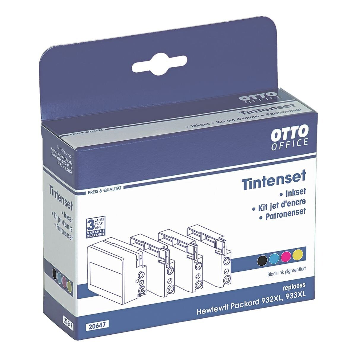 Otto Office 932XL + 933XL Tintenpatrone (4-tlg., ersetzt HP Nr. 932XL / 933XL, schwarz / cyan / magenta / gelb)