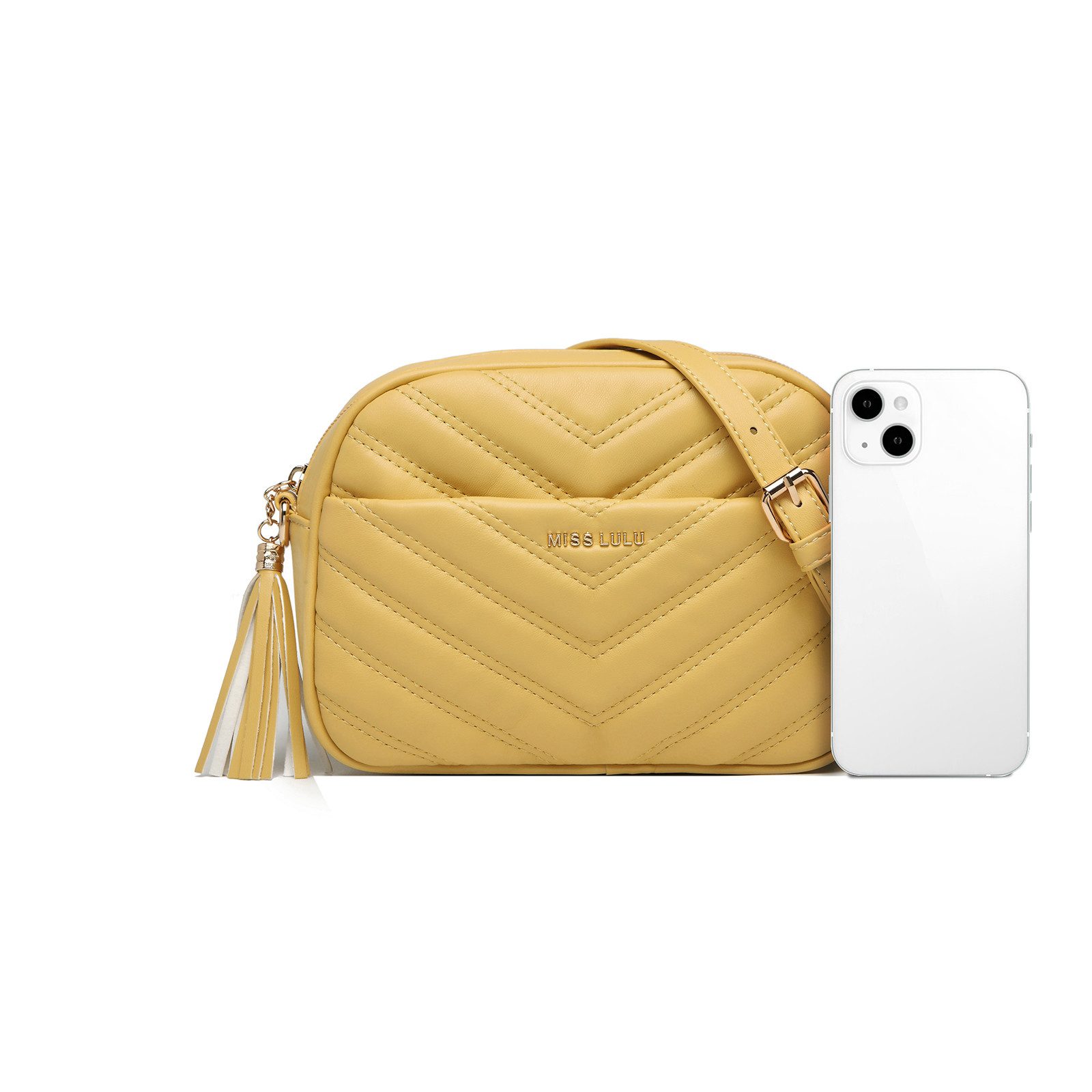 Miss Lulu Schultertasche Umhängetasche Damen mit Goldener Hardware – Mittelgroße Crossbody Bag