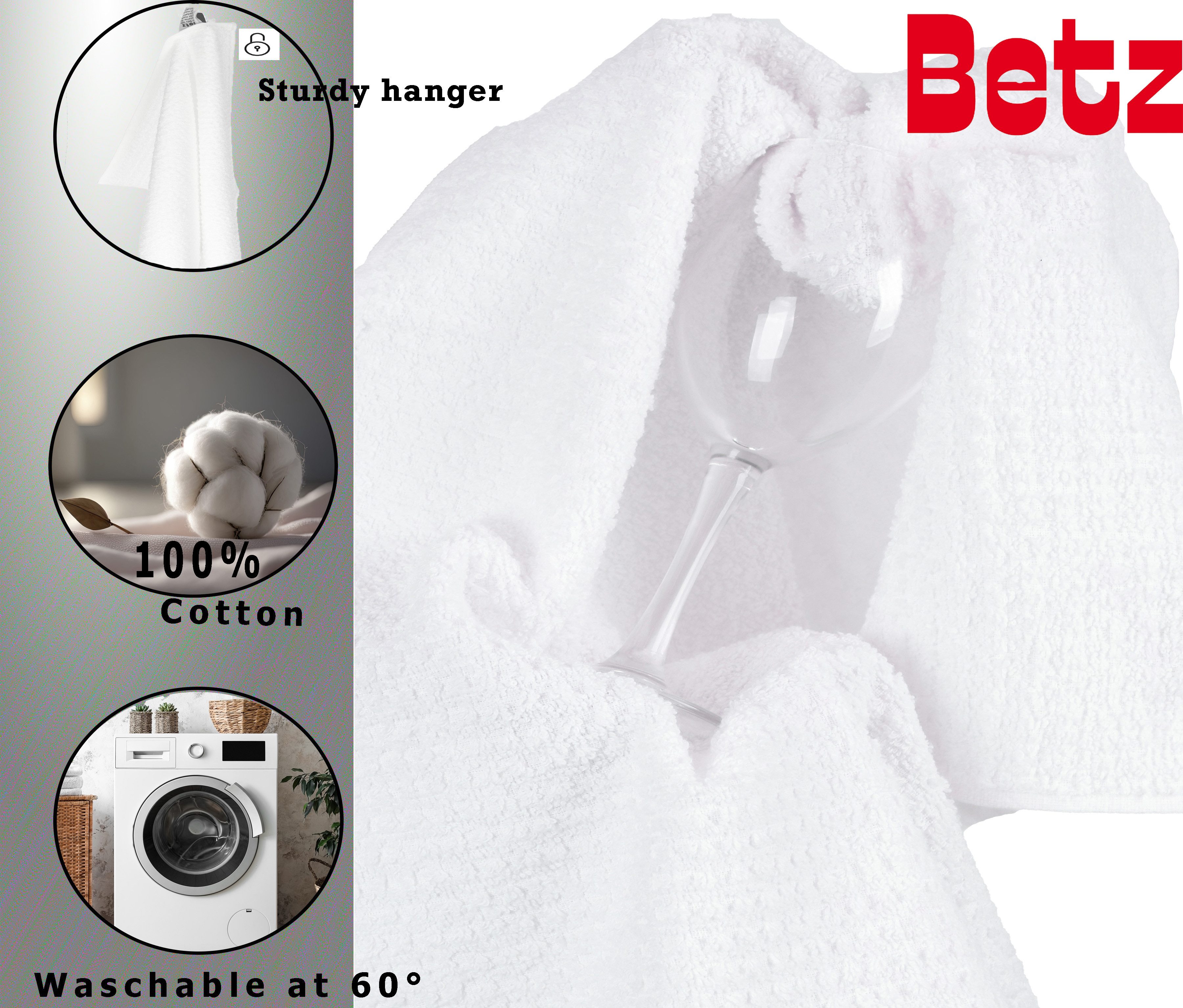 Betz Geschirrtuch 4er Set Küchenhandtücher Geschirrtücher 40x66 cm Farbe weiß, (Set, 4-tlg., 4 Küchentücher 40x66 cm), 4 Geschirrtücher Set – Bild 4 von 5