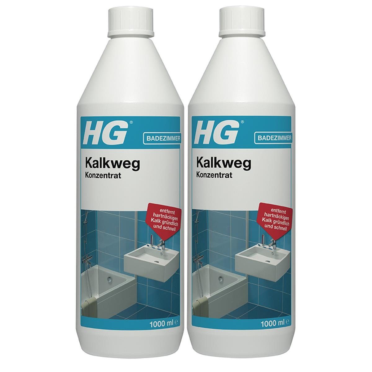 HG HG Kalkweg Konzentrat 1L - Entfernt auch Rostflecken & Urinstein (2er Badreiniger
