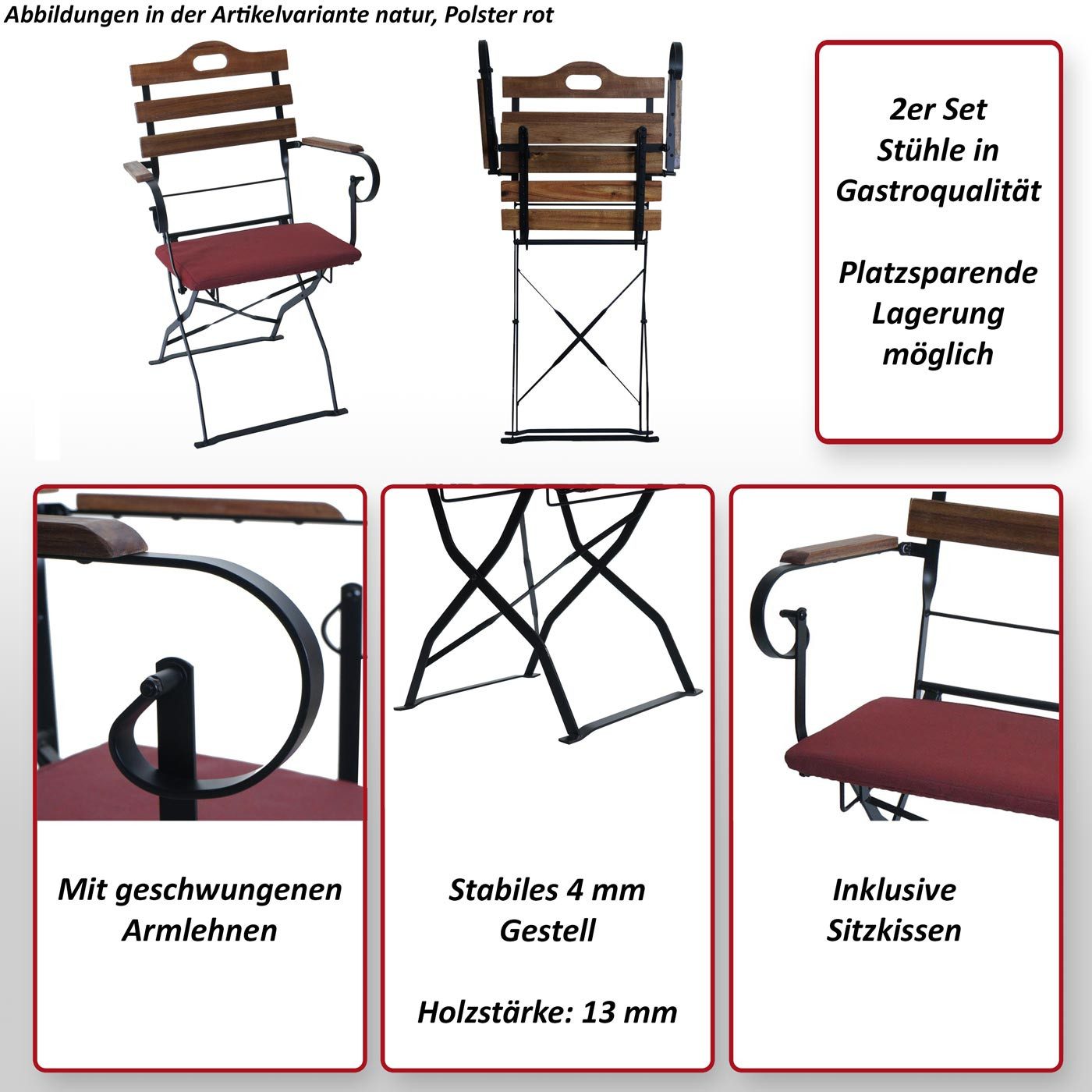 MCW Gartenstuhl MCW-J40-SP (2er), Platzsparende Lagerung möglich