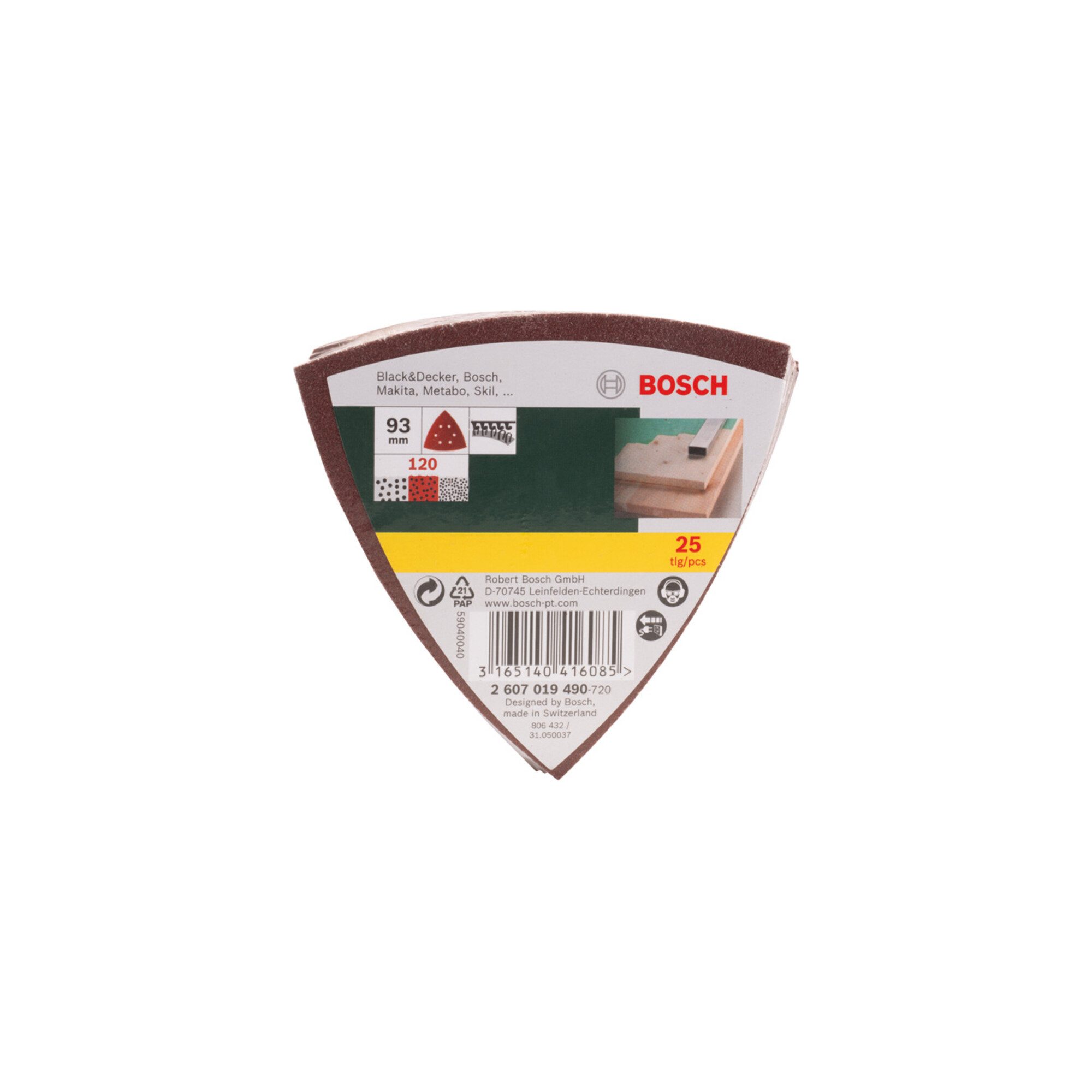 Bosch Professional Schleifpapier Bosch Schleifblatt-Set für Delta-Schleifer, 93 mm, 120 25 Stk