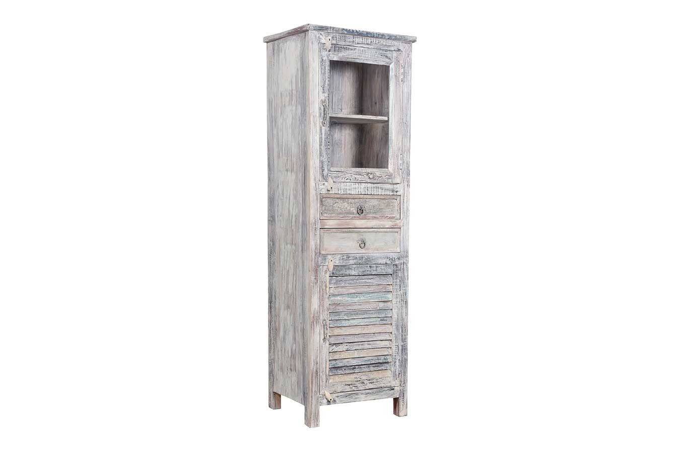 daslagerhaus living Hochschrank »Vitrinenschrank Robinson Vintage weiss