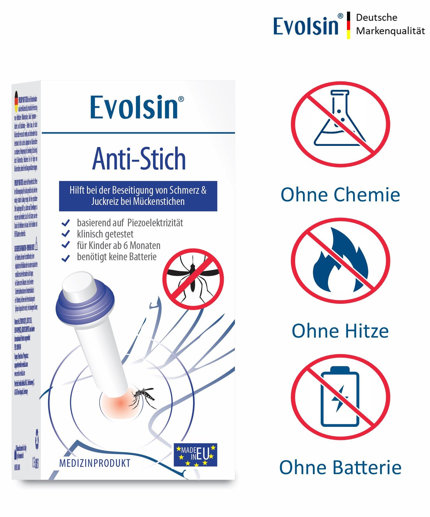 Evolsin Insektenstichheiler Evolsin‎® Anti Stich zur Behandlung von Insektenstichen, 1-tlg., Ohne Batterien, ohne Chemie