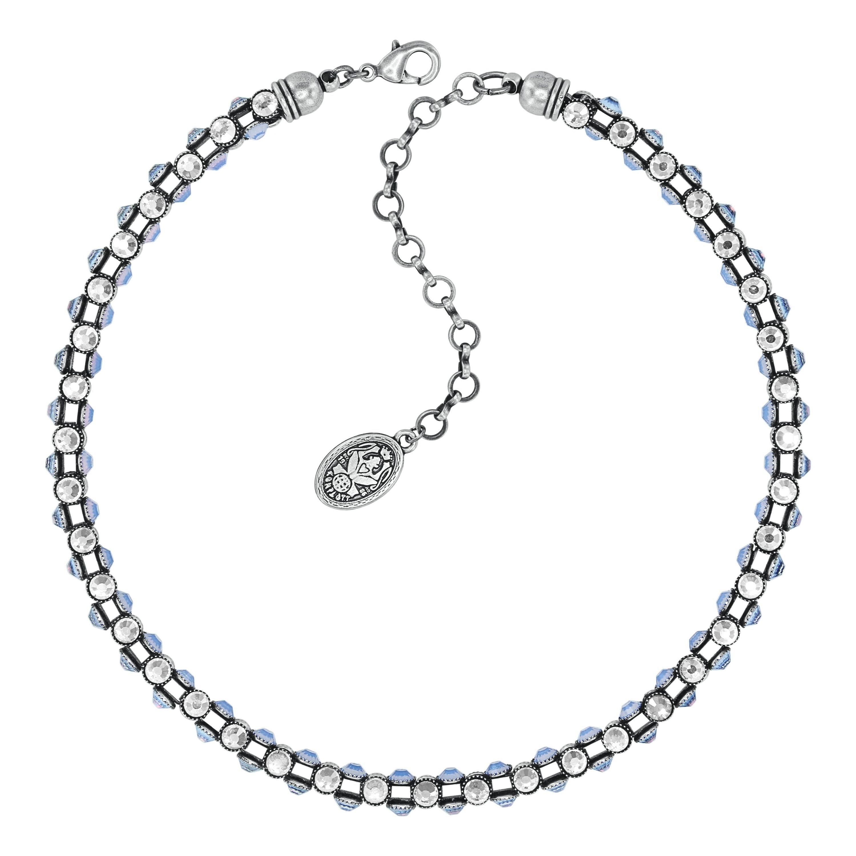 KONPLOTT Collier KONPLOTT Collier Neon Lights Gliederkette Kristallglas Weiß Altsilber