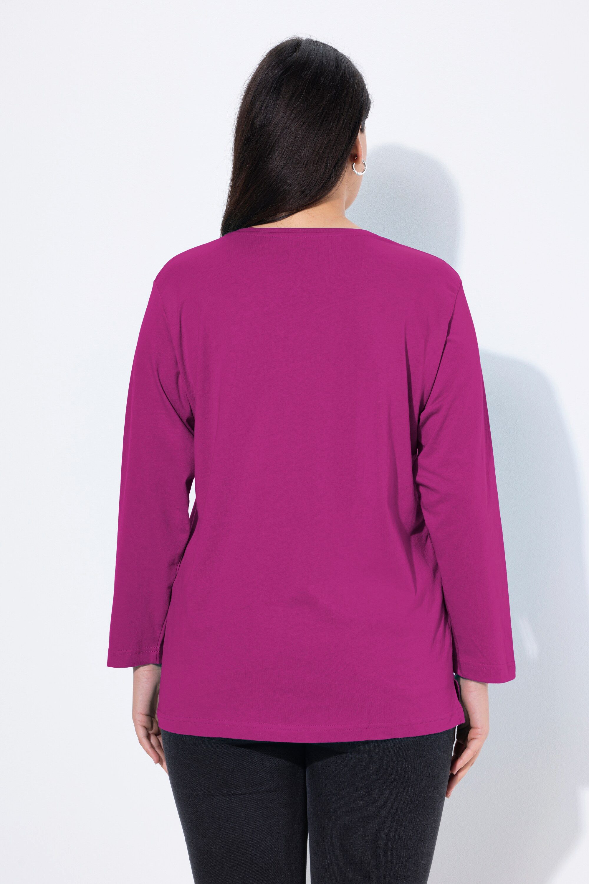 Ulla Popken T-Shirt Shirt V-Ausschnitt Relaxed Langarm – Bild 3 von 4