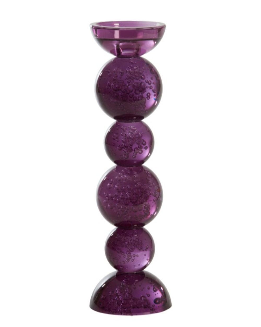 Dirk Davids Leuchten GmbH Kerzenständer Kerzenständer Glas lila Bubbles Ø9,5 x 34 cm