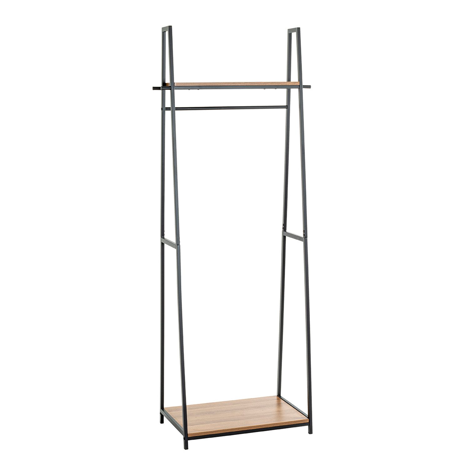 HAKU Kleiderständer PESCARA 1 Garderobe - eiche-schwarz - MDF, Metall - H. 166cm x B. 68cm, (1xStandgarderobe, Hakenständer - Aufhängeständer), Kleiderständer - Mantelständer - Jackenständer