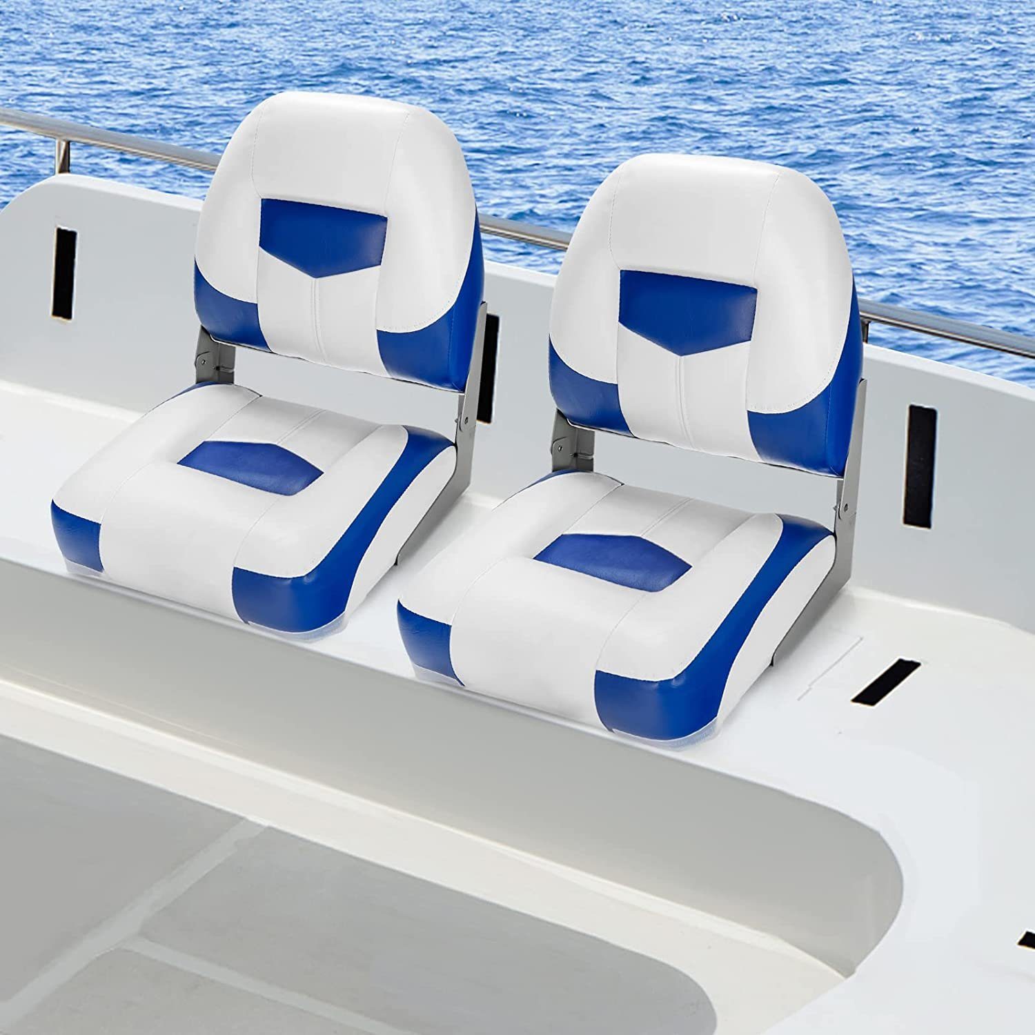 KOMFOTTEU Schlauchboot 2er Set Bootssitz, Bootsstuhl mit Klappbarer Rückenlehne