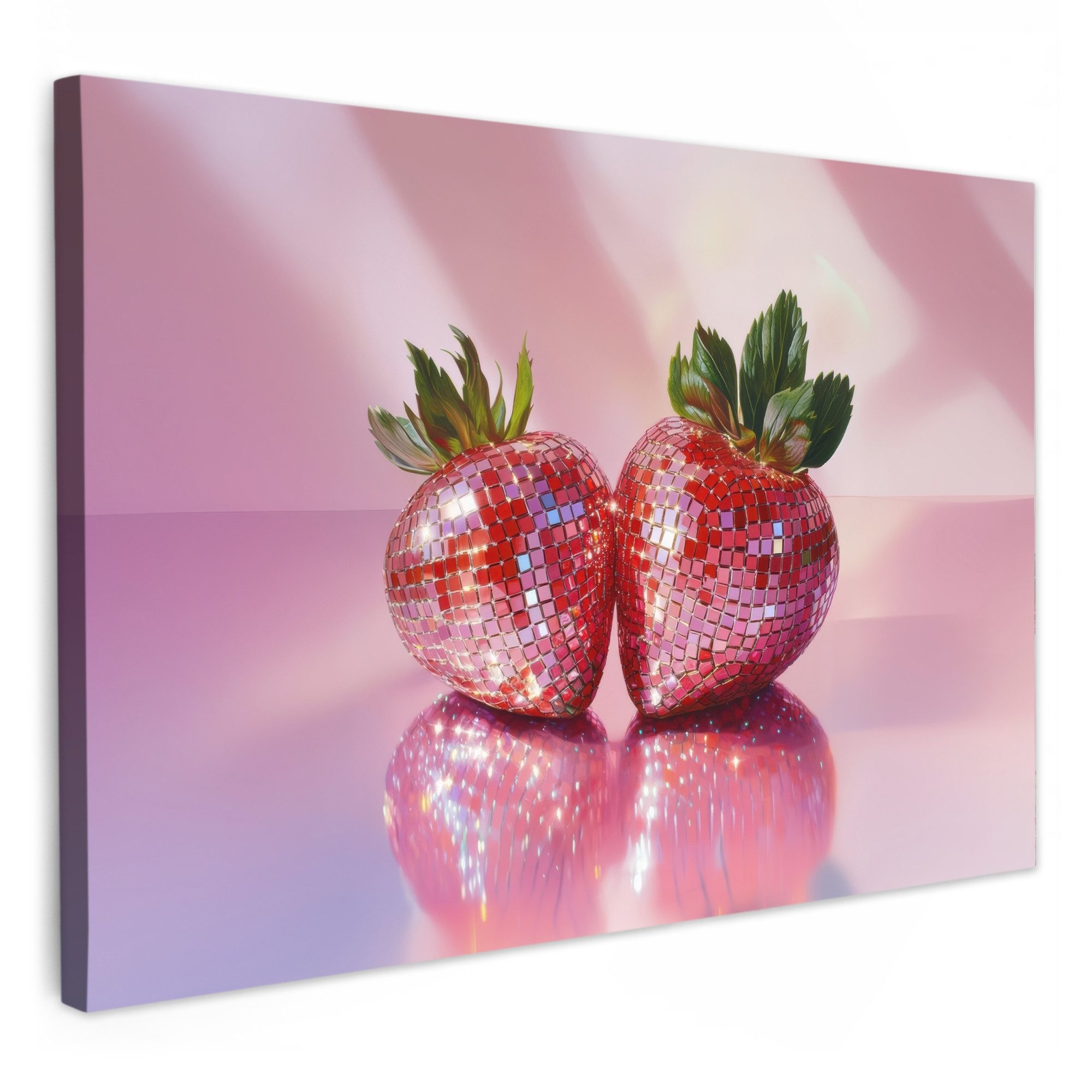 OneMillionCanvasses® Leinwandbild Disco - Obst - Glitzer - Erdbeere, Fotodr günstig online kaufen