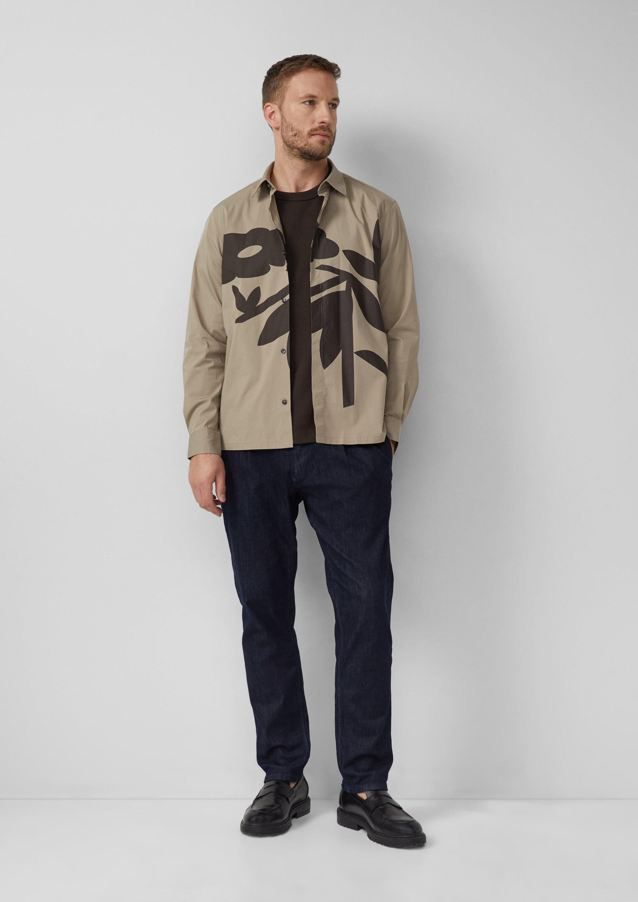 s.Oliver Langarmhemd Hemd Regular Fit: Hemd aus Baumwollmix mit Artwork
