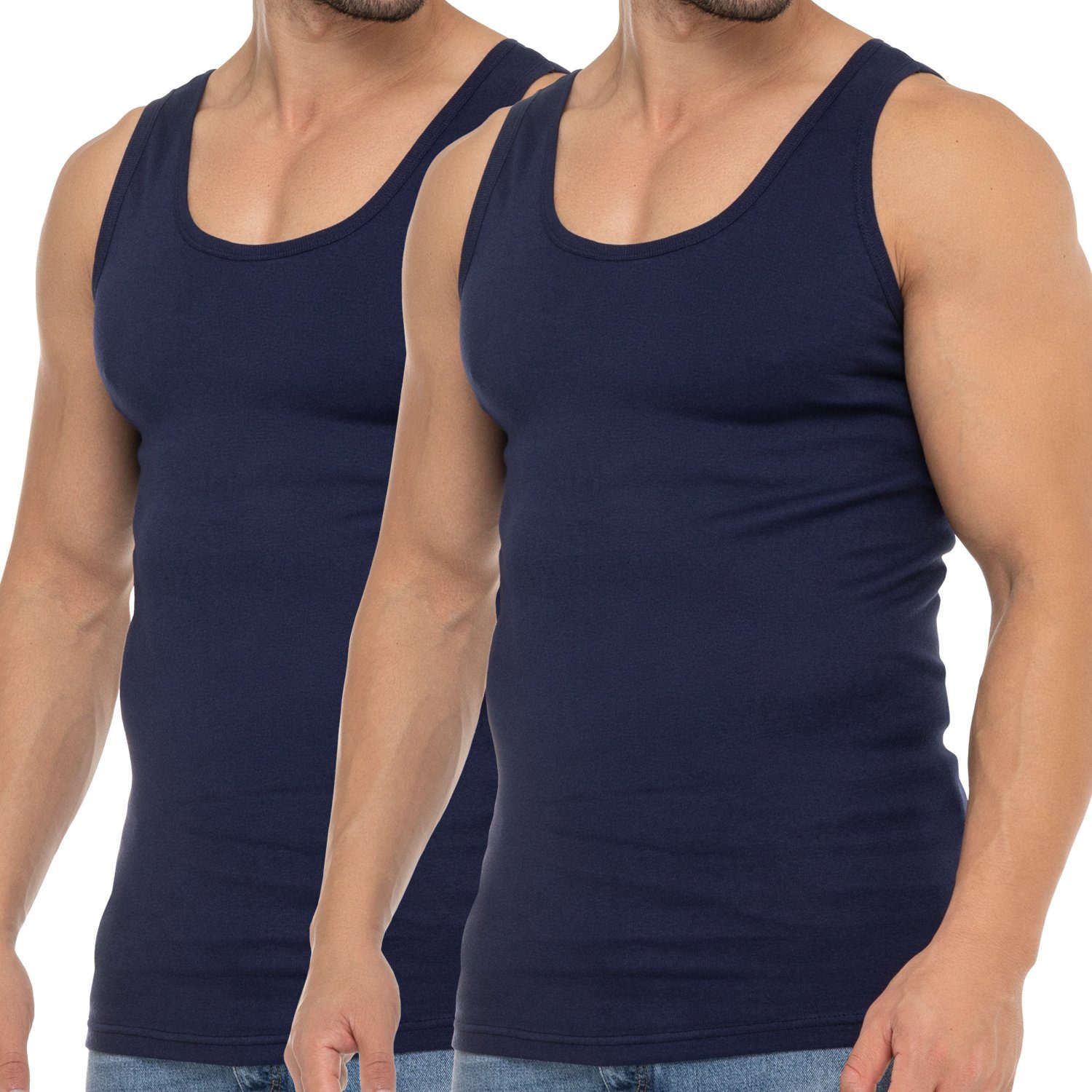 Unterhemd Business Herren Top Baumwolle Navy x aus Achselhemd 2 Tank celodoro