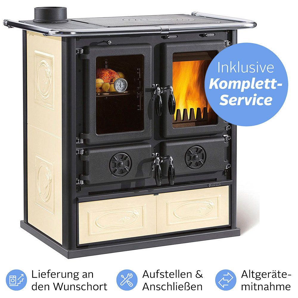 La Nordica Kaminofen La Nordica Küchenherd »Rosetta Sinistra«, 7,2 kW, (Всеs inklusive Service: Aufstellen, Anschließen, Altgerätemitnahme), Wunschort Lieferung