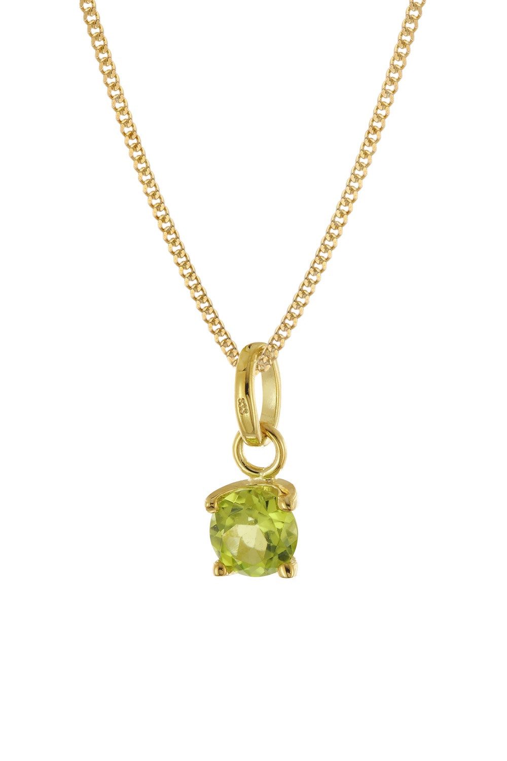 Panzerkette Gold-Anhänger mit Peridot Gold 333/8K an vergoldeter Silberkette
