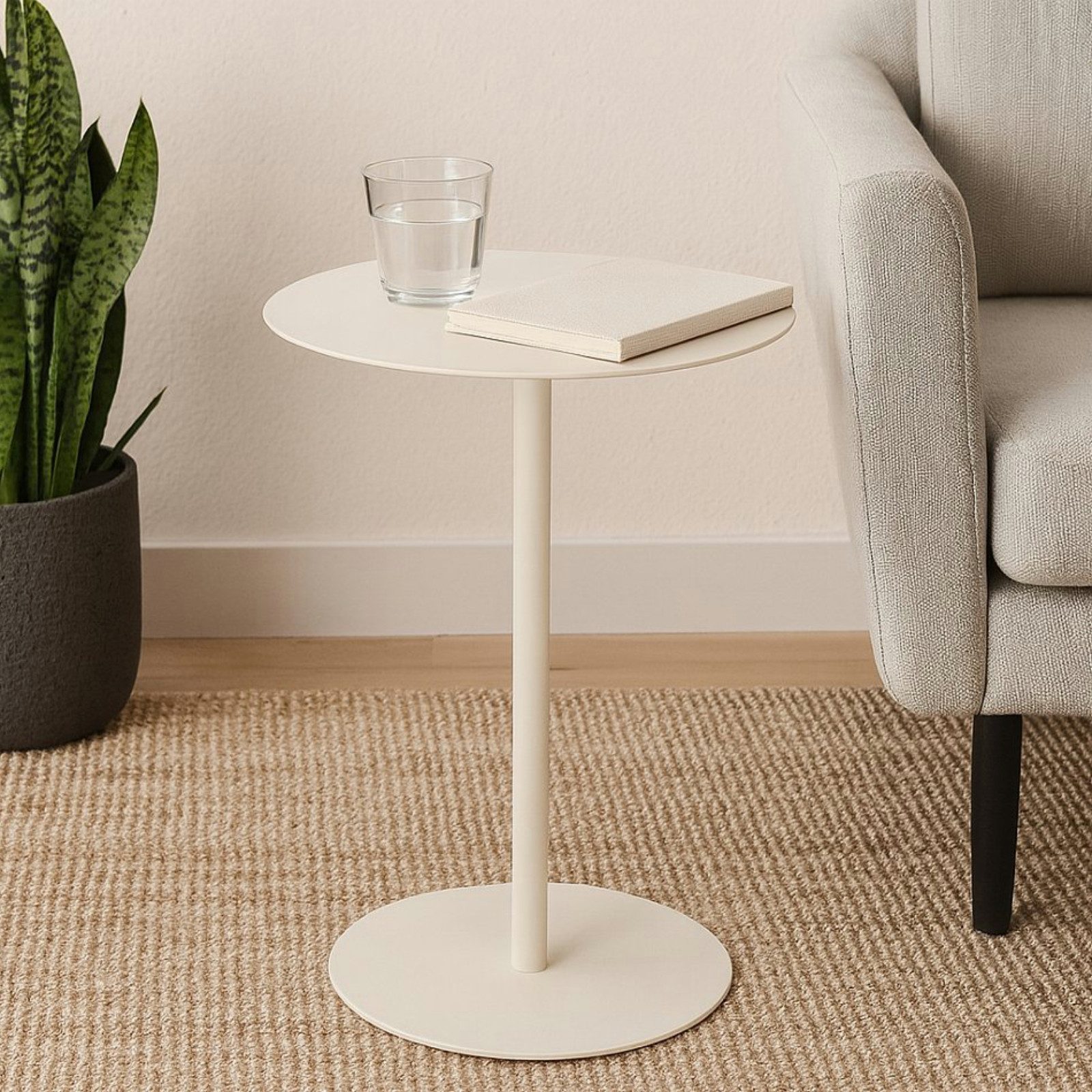 Koopman Beistelltisch Sofatisch Metalltisch Rund 53x35x25 cm Beige / Schwar günstig online kaufen