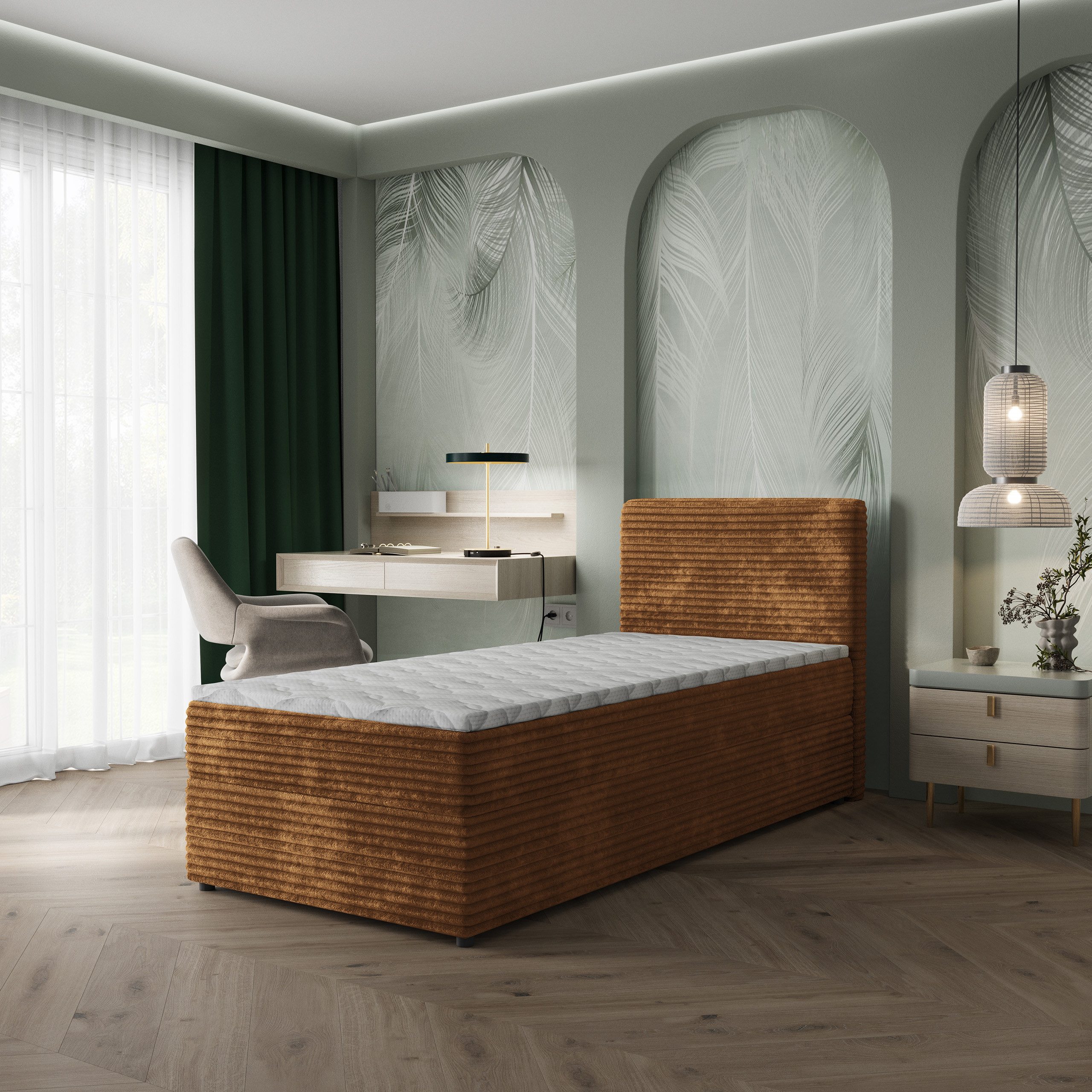 Masseno Boxbett PISA 80x200 cm mit Bonell Matratze und Topper