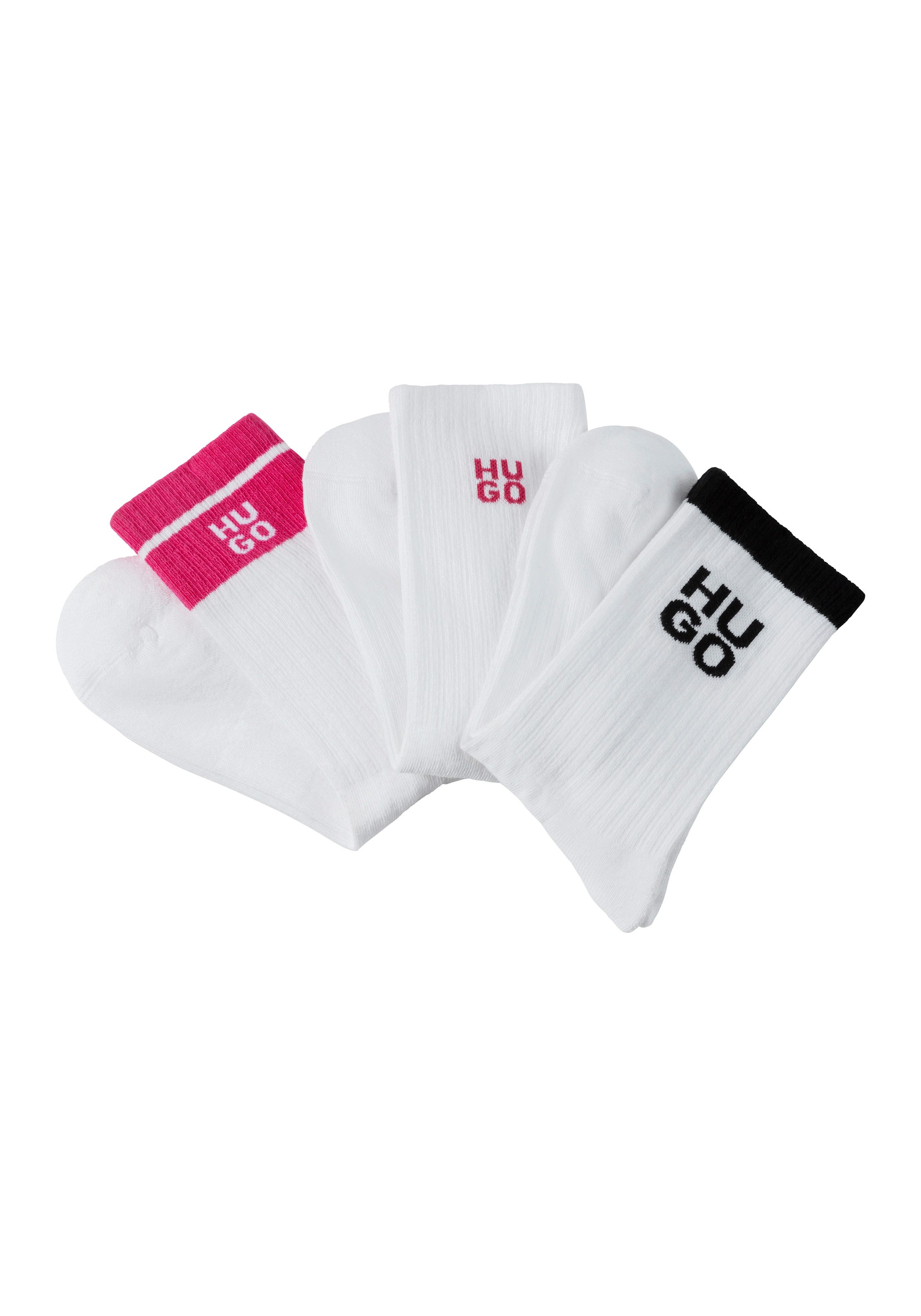 HUGO Socken 3P QS LOGO RIB CC (Packung, 3-Paar, 3er Pack) mit kontrastfarbe günstig online kaufen