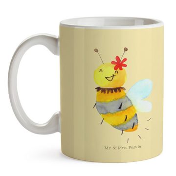 Mr. & Mrs. Panda Tasse Biene Blume - Gelb Pastell - Geschenk, Büro Tasse, Hummel, Kaffeebech, Keramik, Einzigartiges Botschaft