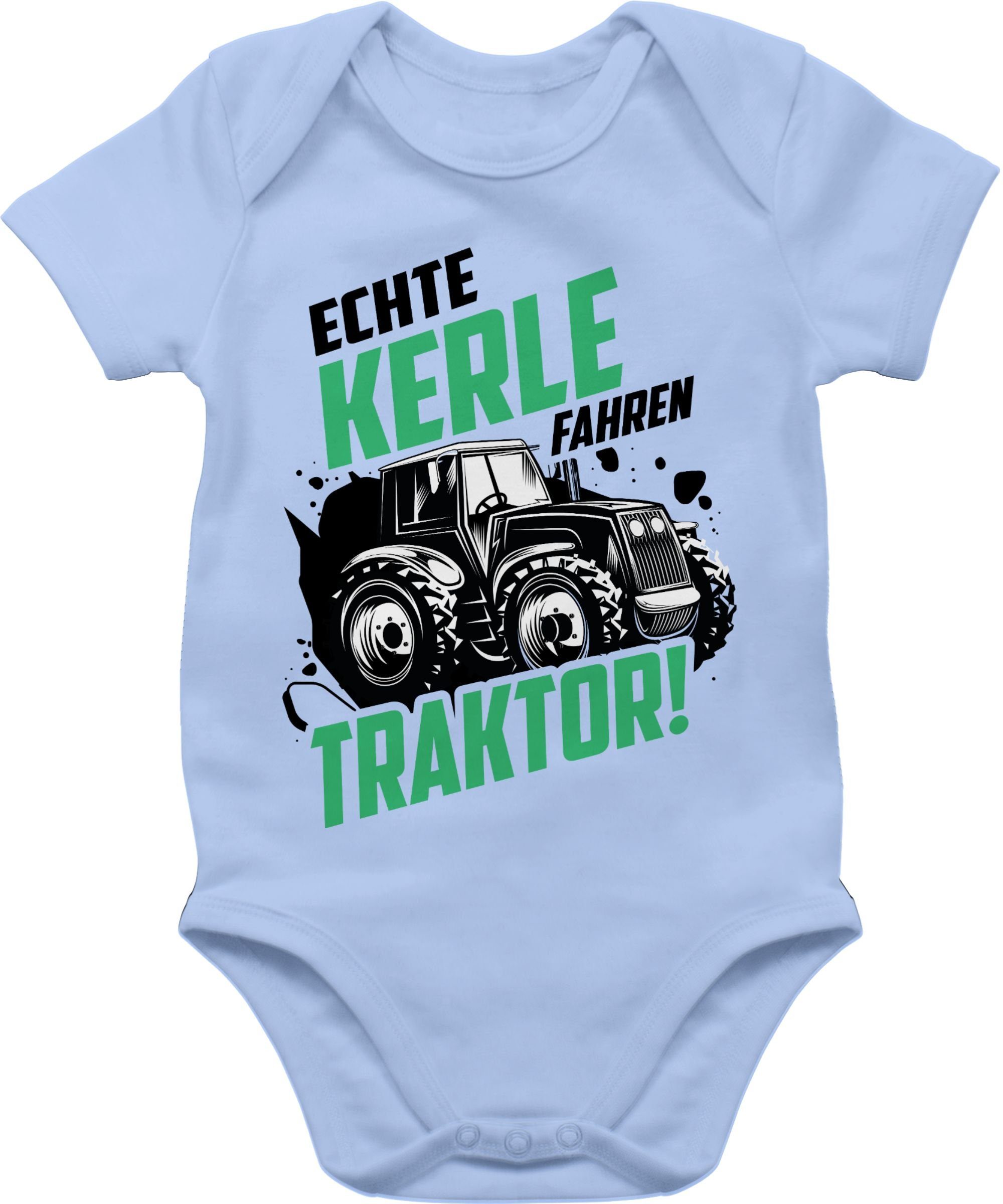 Shirtracer Shirtbody Echte Kerle fahren Traktor Trecker Landwirt Bauer Geschenk Baby Bagger Traktor und Co. 3 Babyblau