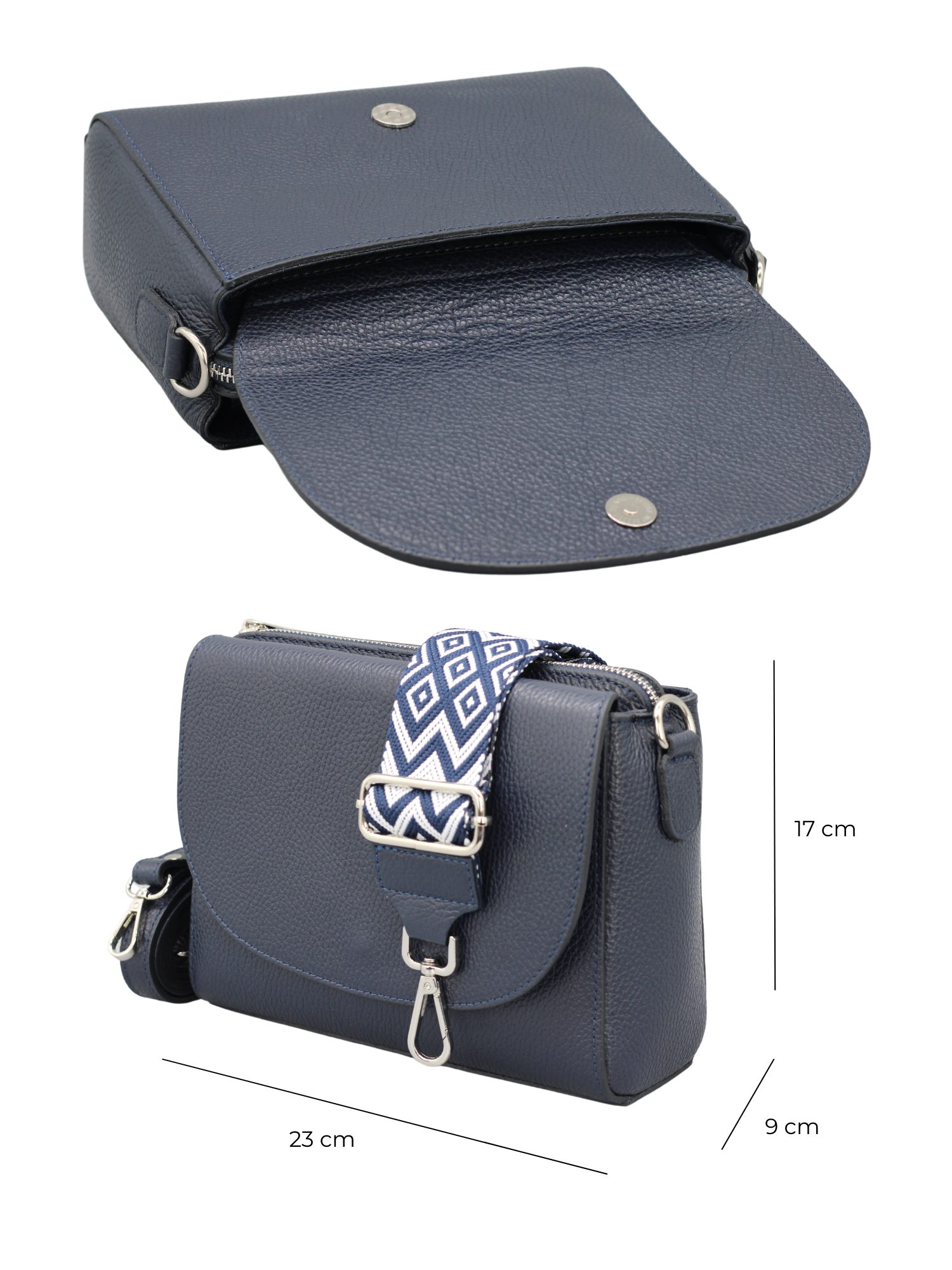 BRISE TASCHE Schultertasche SOPHIA Umhängetasche für Damen, Schultertasche aus Echtleder, echtes Leder, hergestellt in Italien, mit 2 Riemen