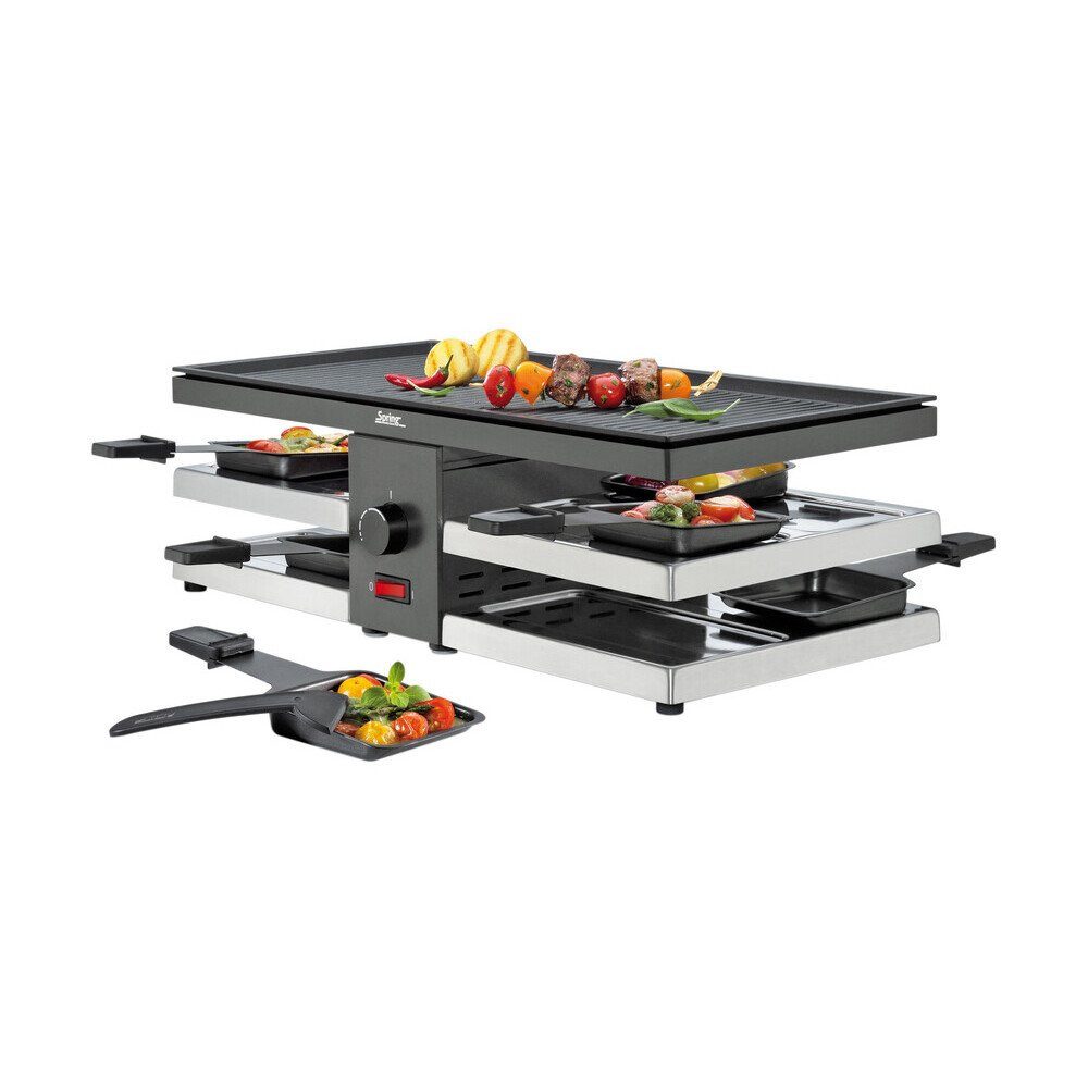 Spring Raclette Raclette für 8 47x24x16 cm Fun schwarz, Aluminium, Induktion, alle Herdarten, Antihaft