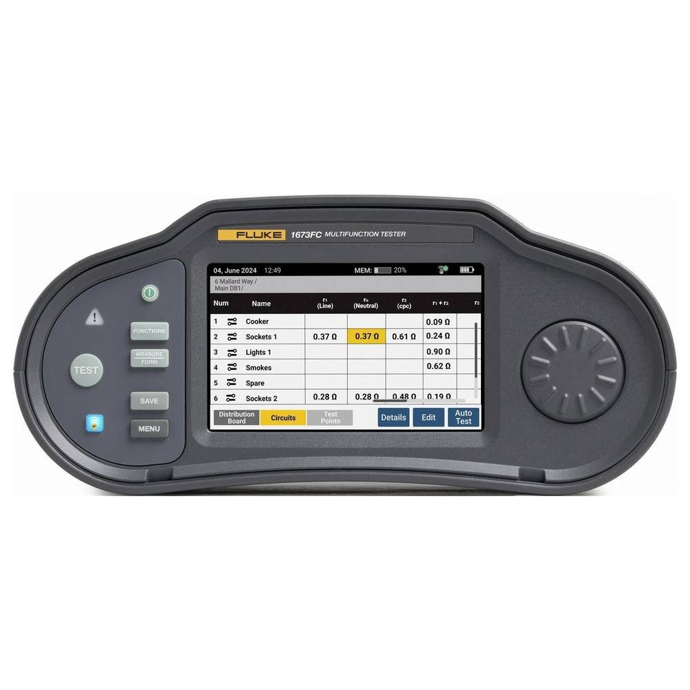 Fluke Multimeter Multifunktions-Installationstester 1673FC 5580834, mit Farb-Touchscreen, inkl. Koffer, inkl. Fluke Cloud-Speicher, inkl.