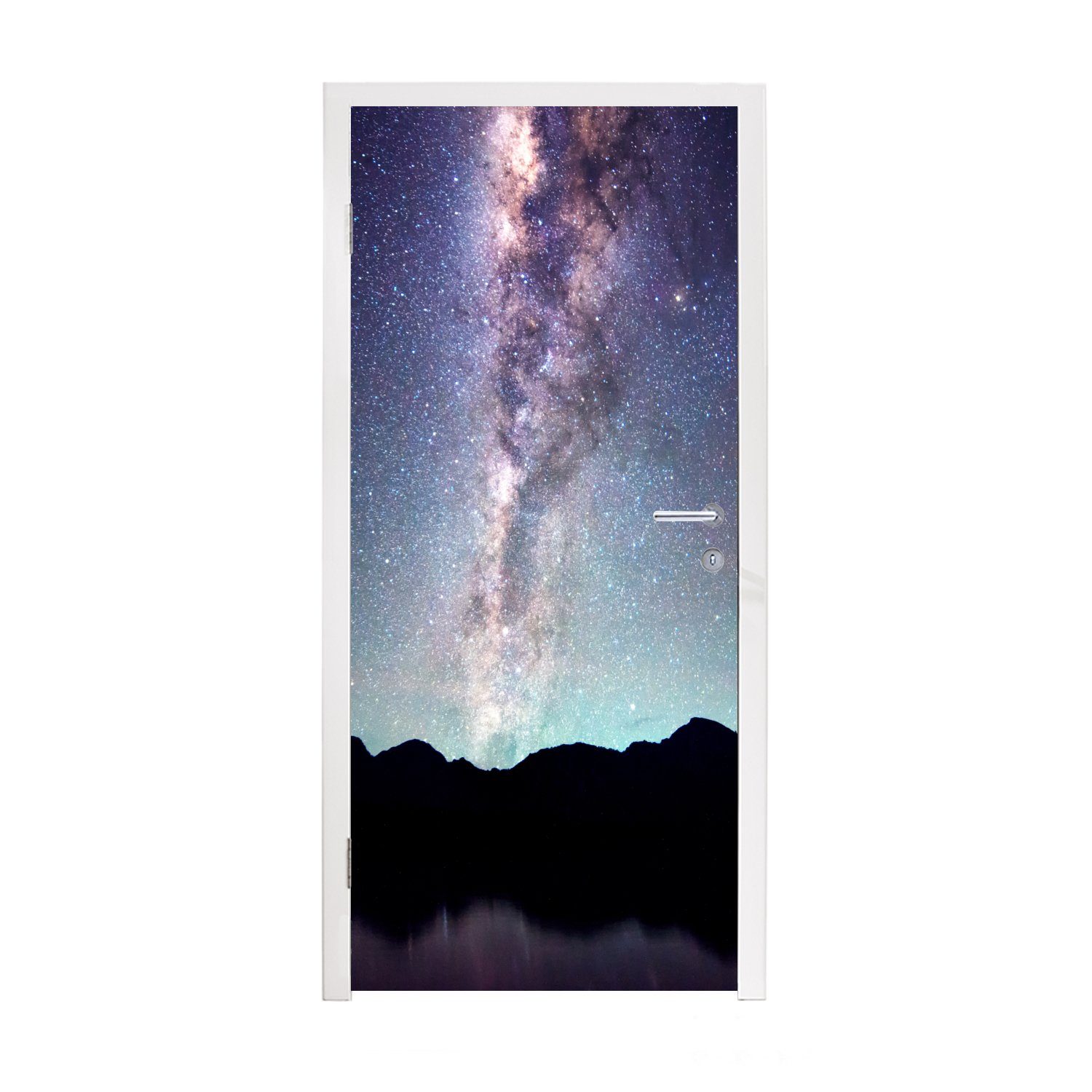 Sternenhimmel 75x205 Türaufkleber, Tür, Matt, Jungen - Galaxie Türtapete - - MuchoWow bedruckt, Kinder, St), (1 Fototapete - cm für - Mädchen Universum