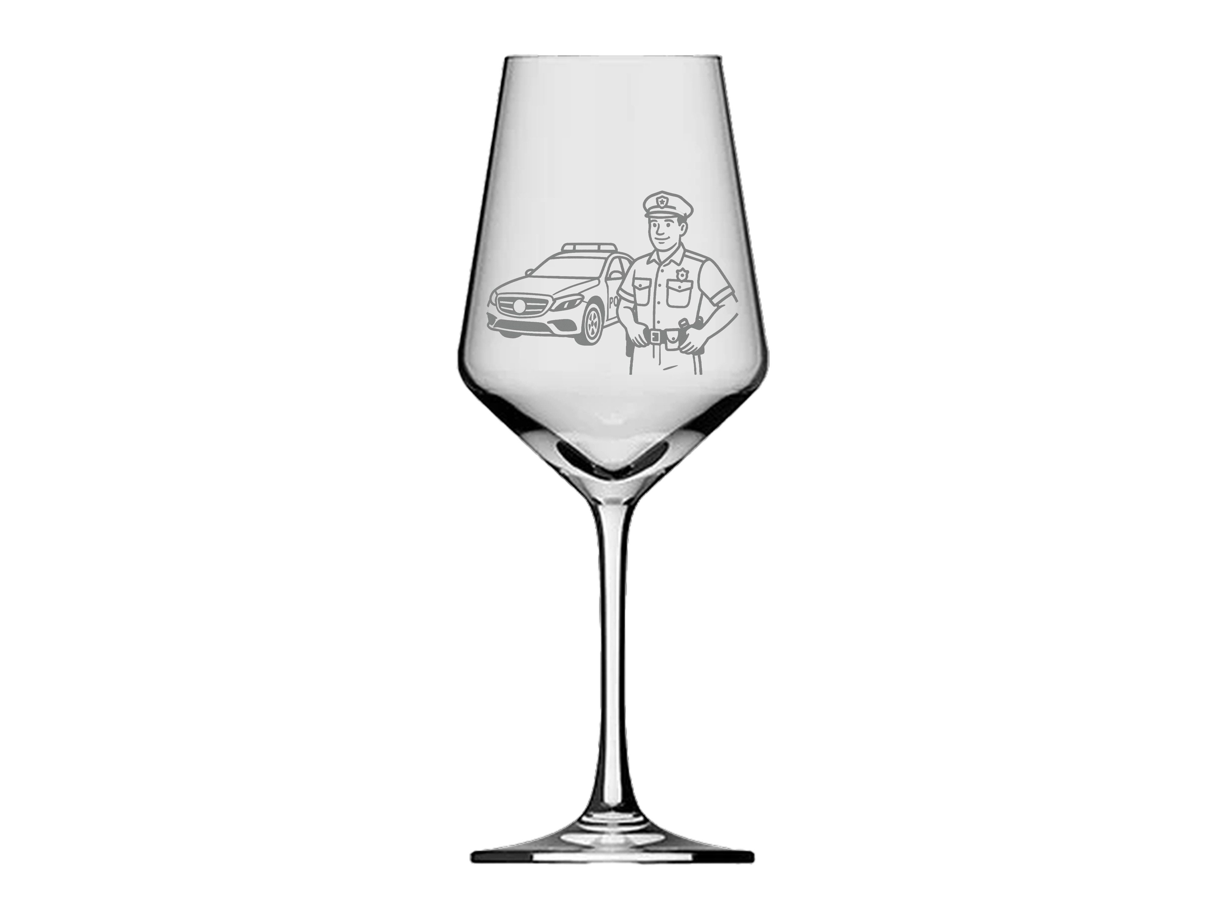 eXODA Weinglas Polizei - Charmante Motivgravur, 350 ml, 1-tlg., Glas, Atemberaubende Darstellung
