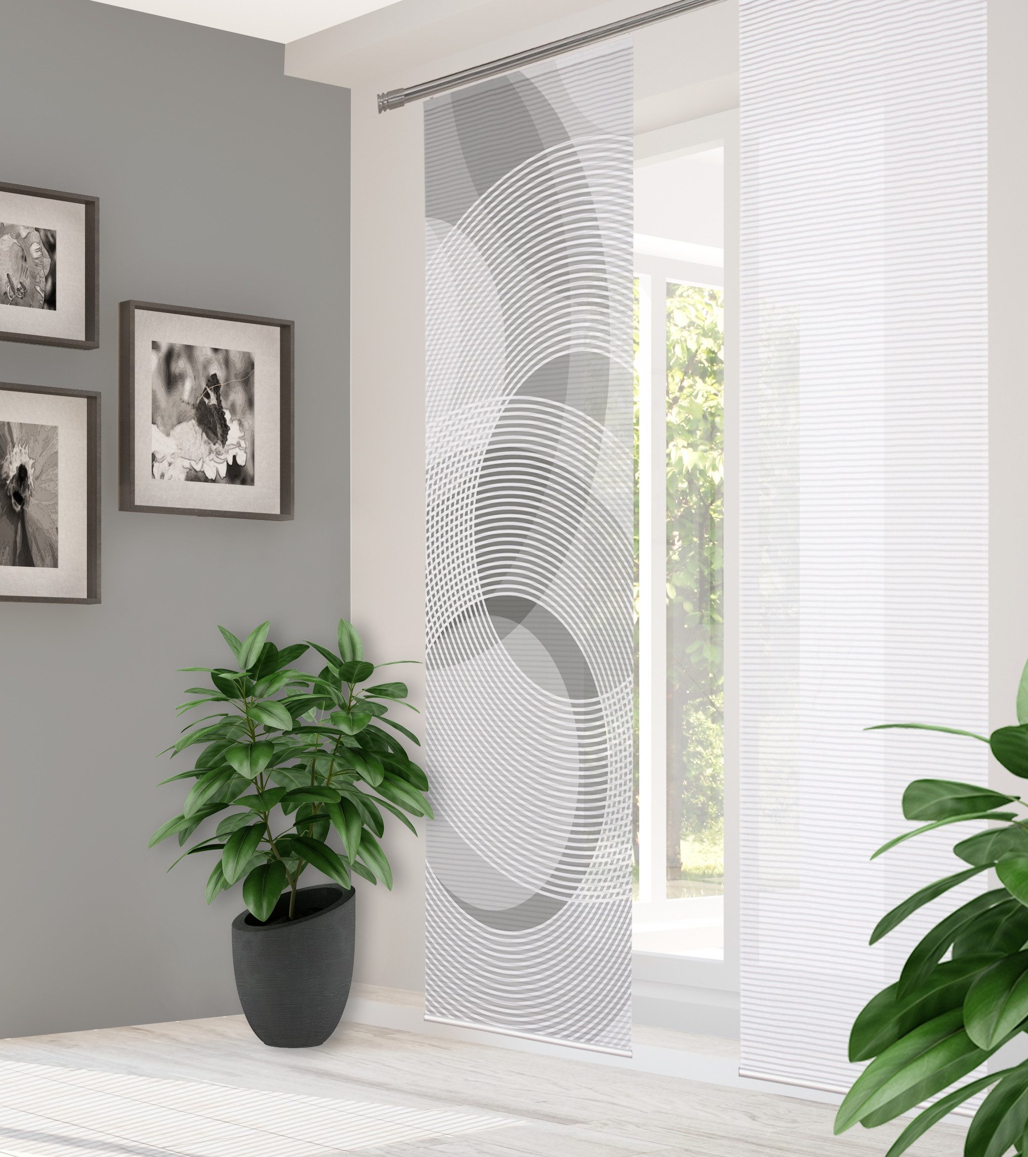 HOME in green Schiebegardine AFONSO (1 St), Paneelwagen, halbtransparent, DIGITALBEDRUCKT, BAMBUSOPTIK RECYCELT