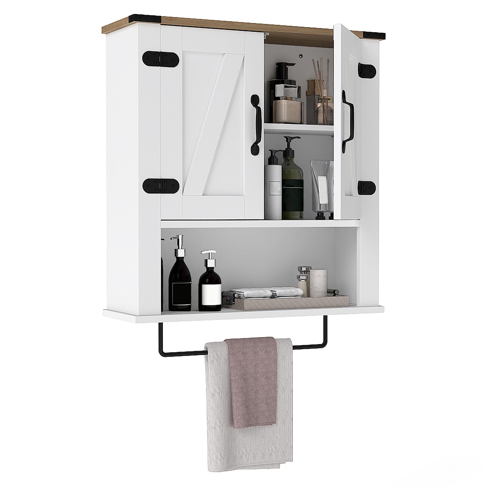 COSTWAY Hängeschrank Küche Badezimmerschrank Medizinschrank Landhausstil weiß