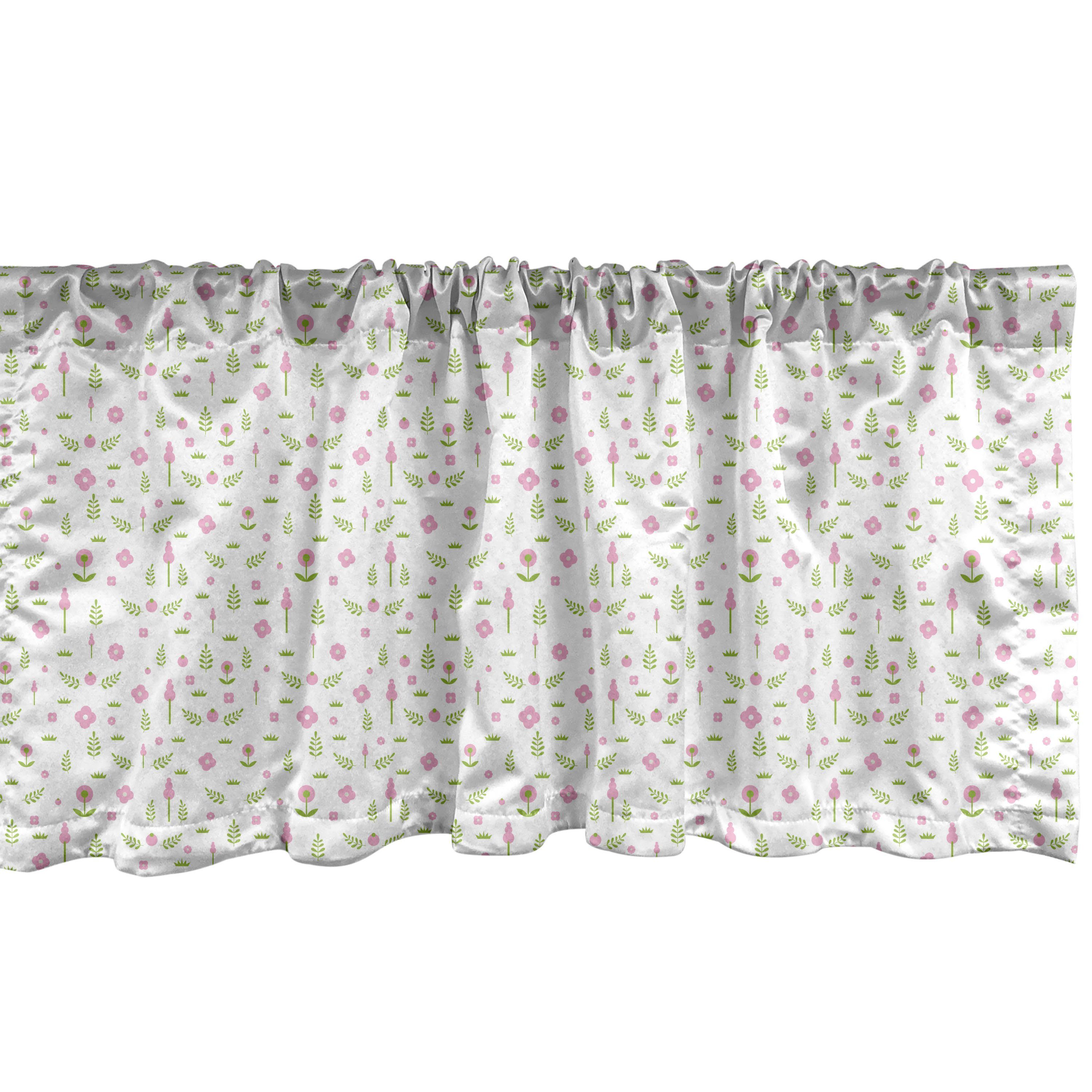 Scheibengardine Vorhang Volant für Küche Schlafzimmer Dekor mit Stangentasche, Abakuhaus, Microfaser, Frühling Blumen Botanik Garten