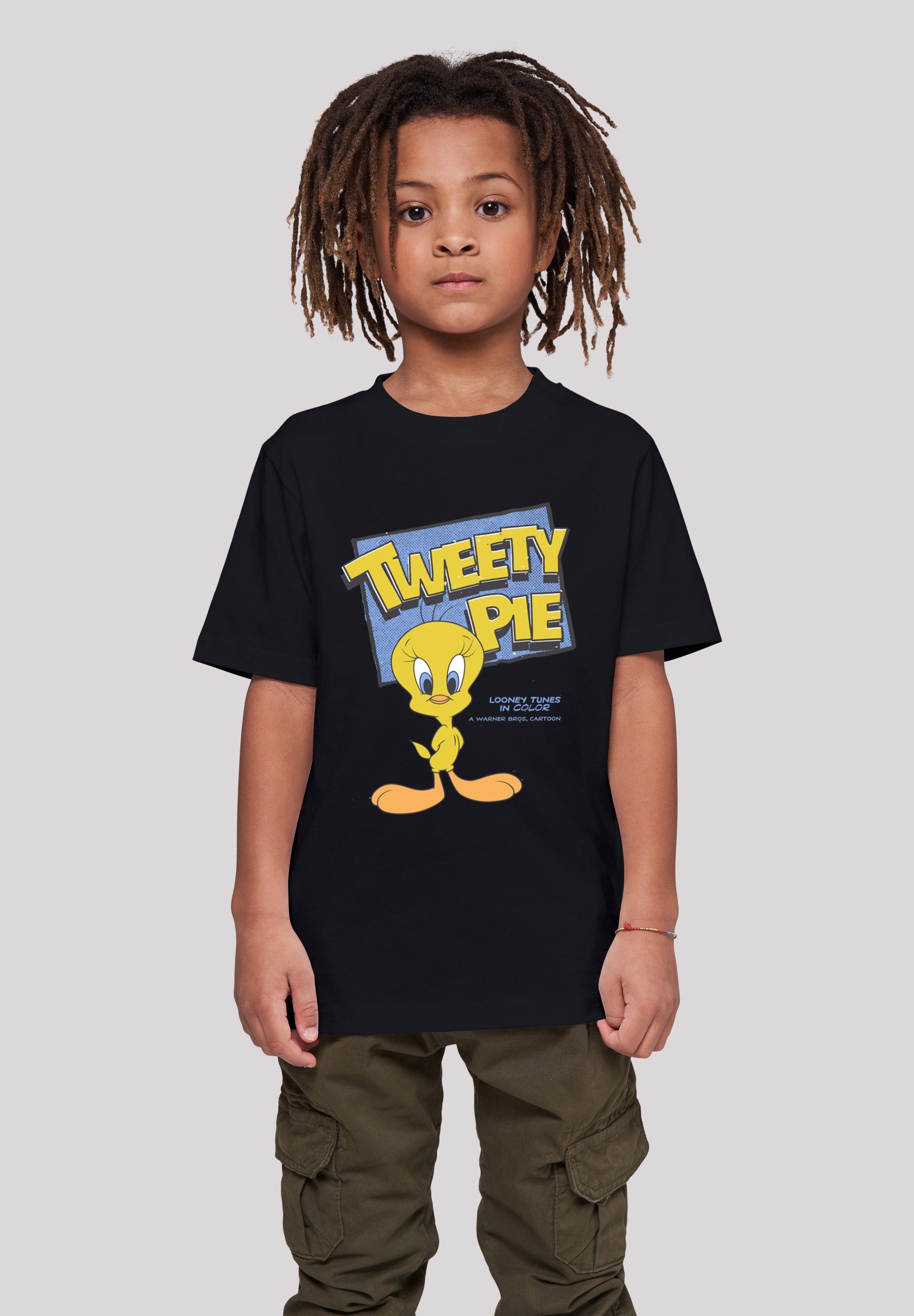 F4NT4STIC T-Shirt Looney Tunes Classic Tweety Pie Unisex Kinder,Premium Merch,Jungen,Mädchen,Bedruckt schwarz