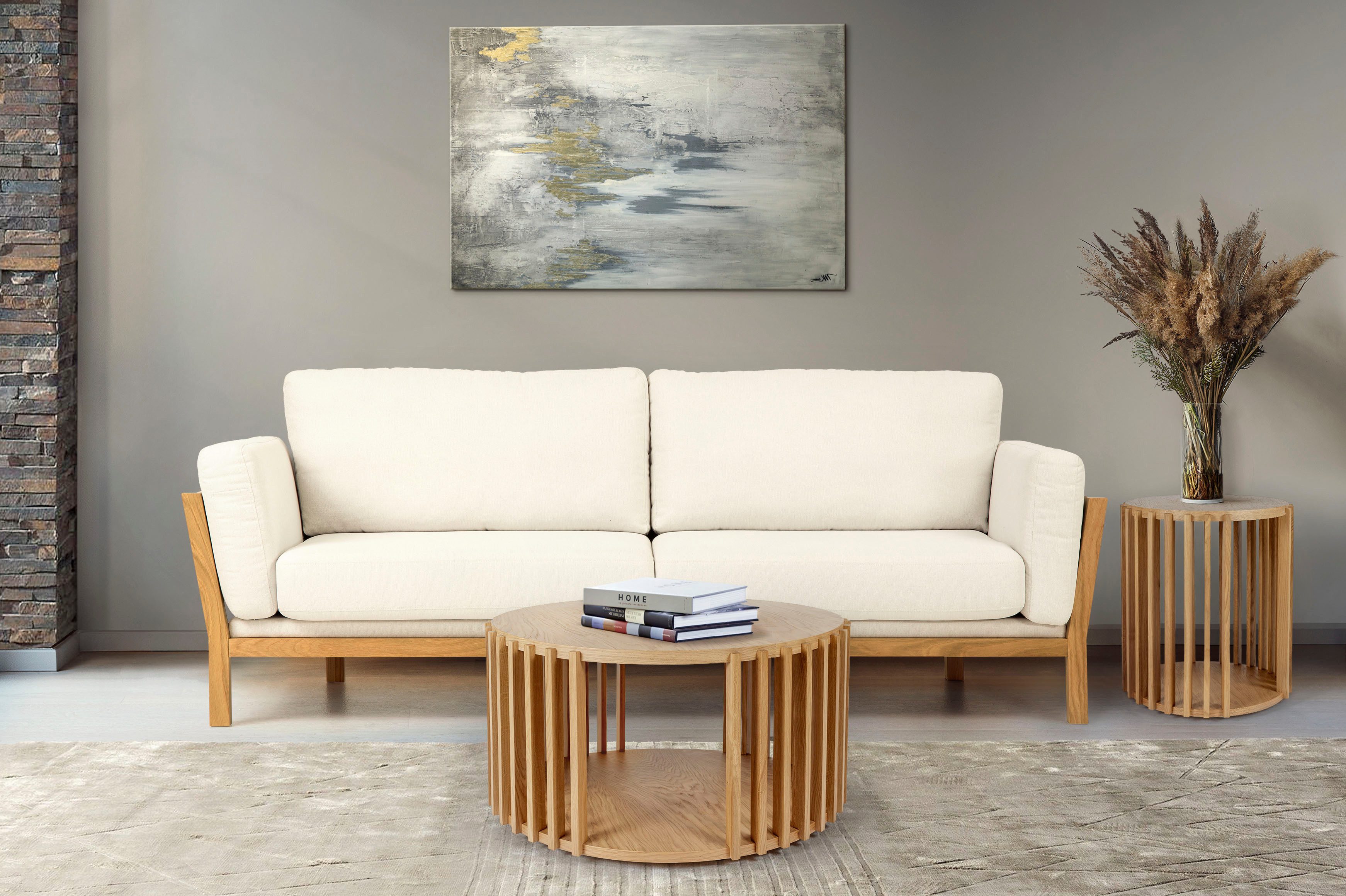 Woodman Couchtisch Drum, Breite/Tiefe/Höhe: 83/83/42 cm, Holzfurnier aus Ei günstig online kaufen