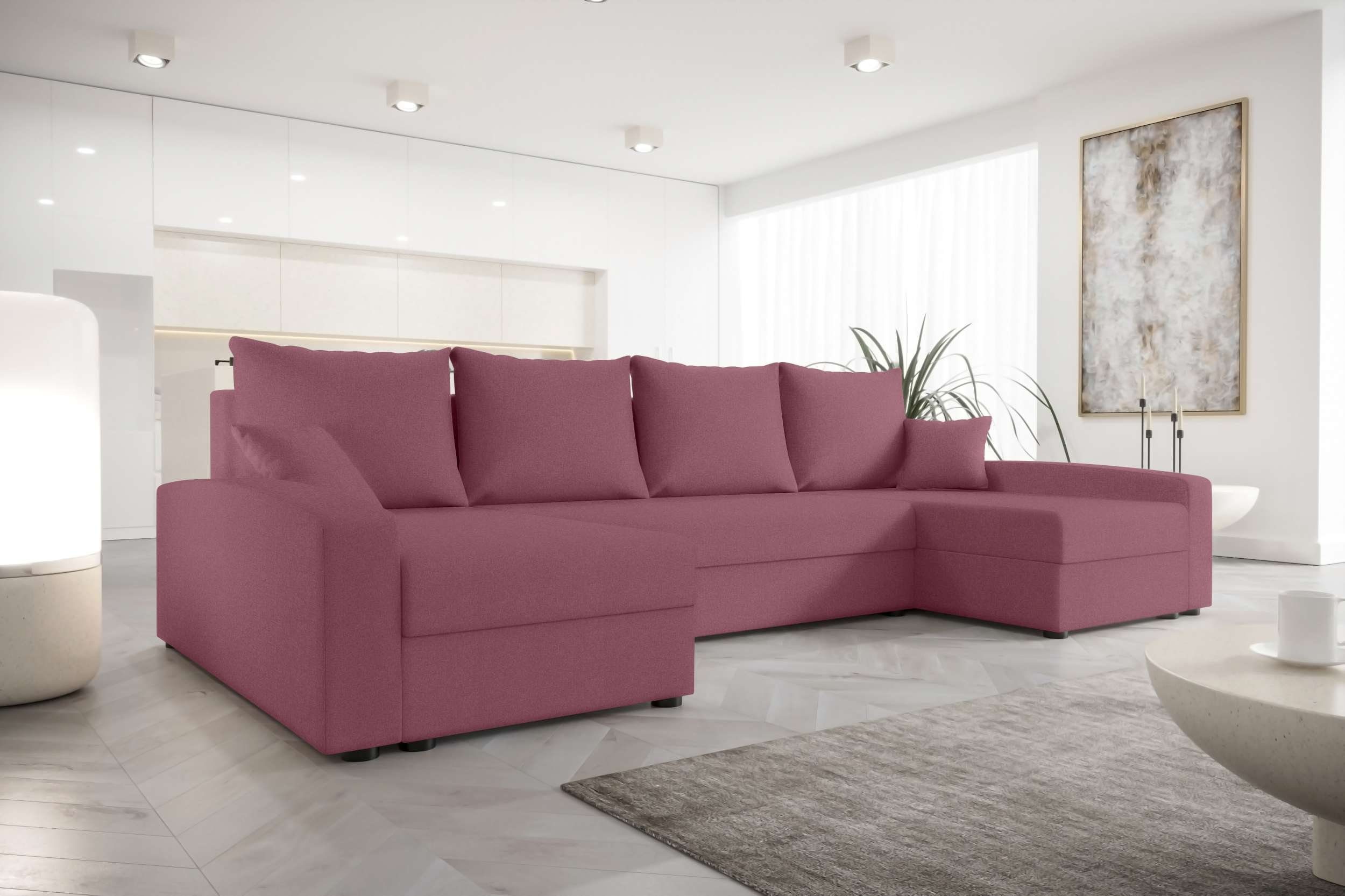 Bettfunktion, mit Wohnlandschaft mit Bettkasten, Sitzkomfort, Modern Eckcouch, Stylefy Sofa, Addison, U-Form, Design