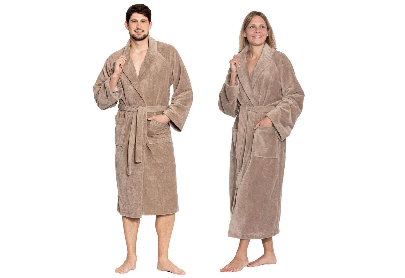 ZOLLNER Unisex-Bademantel, 50% Polyester, 50% Baumwolle, Schalkragen, Gürtel, 50% Polyester, 50% Baumwolle, für Damen und Herren, verfügbar in S-XXL