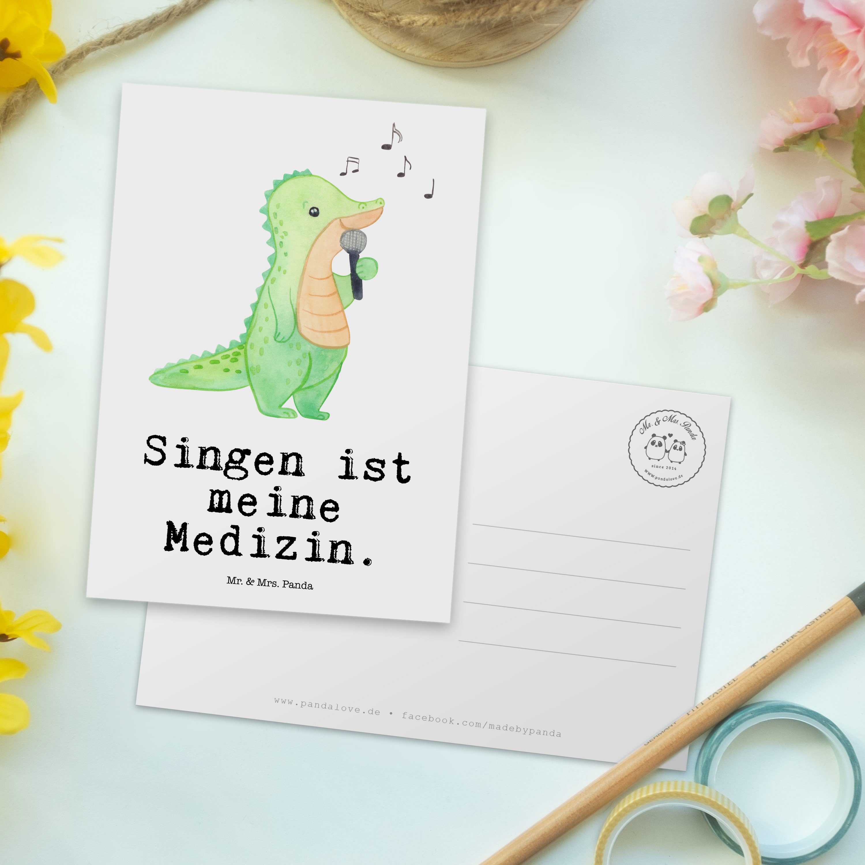 Mr. & Mrs. - - Medizin Geburtstagskarte, Singen Krokodil Postkarte Weiß Einladun Geschenk, Panda