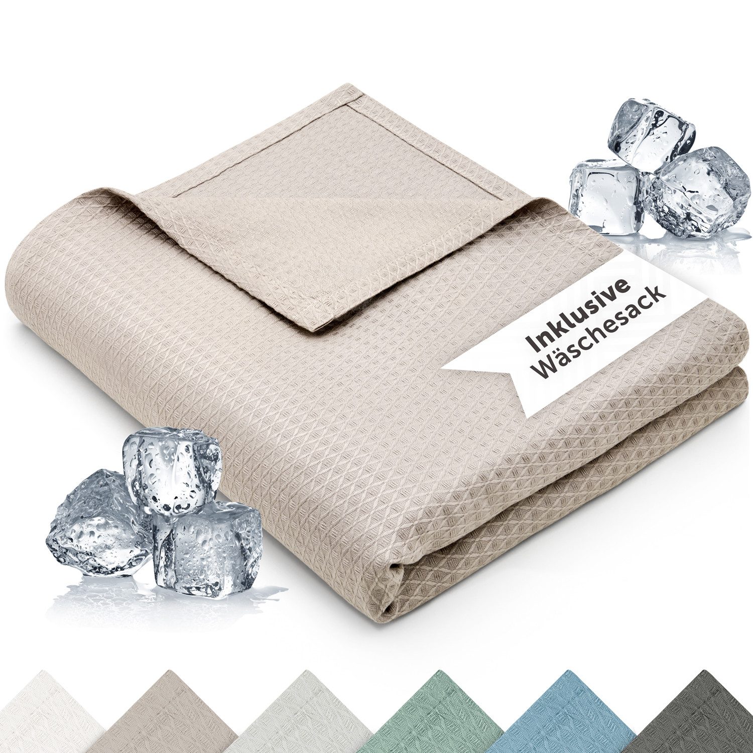Blumtal Microfaserbettdecke Kühldecke Sommerdecke Bambus, selbstkühlende Decke, OEKO-TEX zertifizierte kühlende Decke für Sofa, Sommer & Reisen