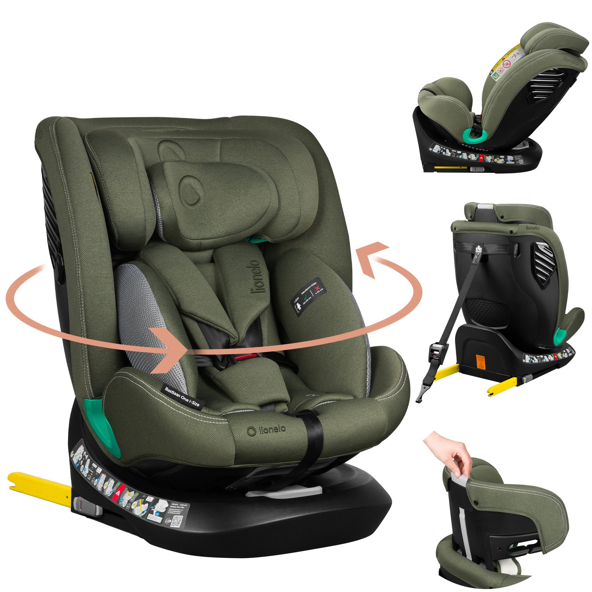 lionelo Autokindersitz BASTIAAN ONE i-SIZE, ab: ab Geburt, bis: 12 Jahren, ab: 40,00 cm, bis: 150,00 cm, (Set), 4 in 1/i-Size/Dri-Seat/360 Grad/0-36kg