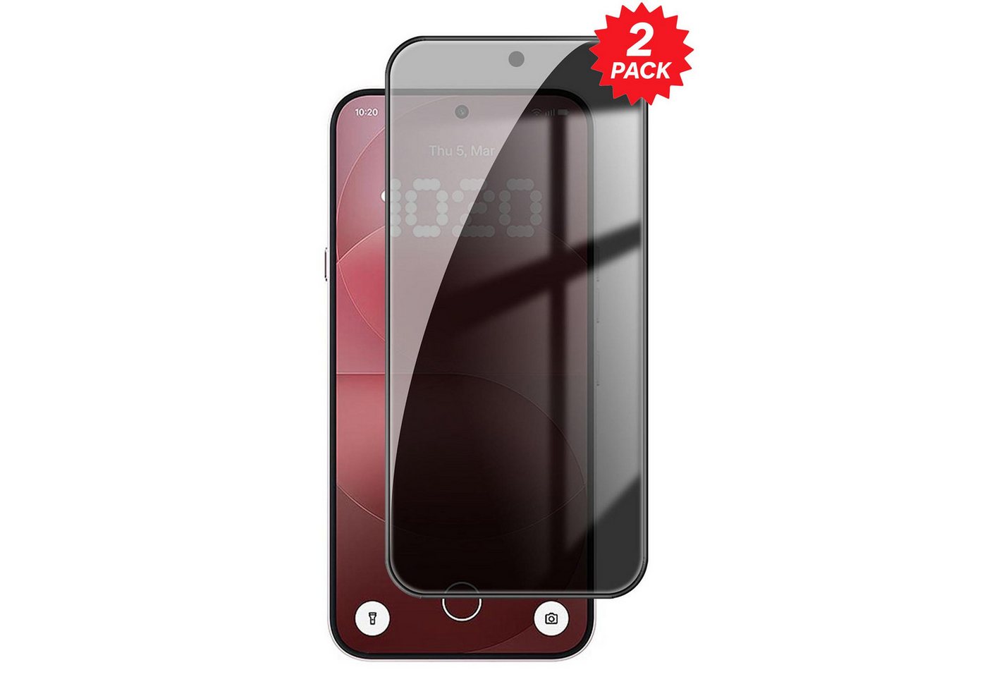 Wigento Displayschutzglas Privacy 2x für Nothing Phone 4a Pro Display 9H Hartglas Blickschutz für Nothing Phone 4a Pro, Spar Set Privacy Display Schutz Glas