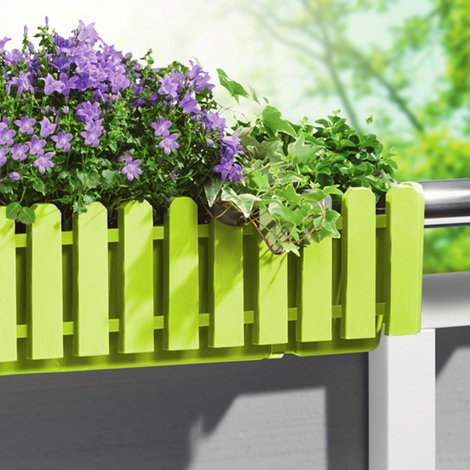 HTI-Living Blumenkasten mit Wasserspeicher Nessa 75 cm Grün (Stück, 1 St., 1 Blumenkasten), inklusive Wasserstandsanzeige und Balkonhalterung