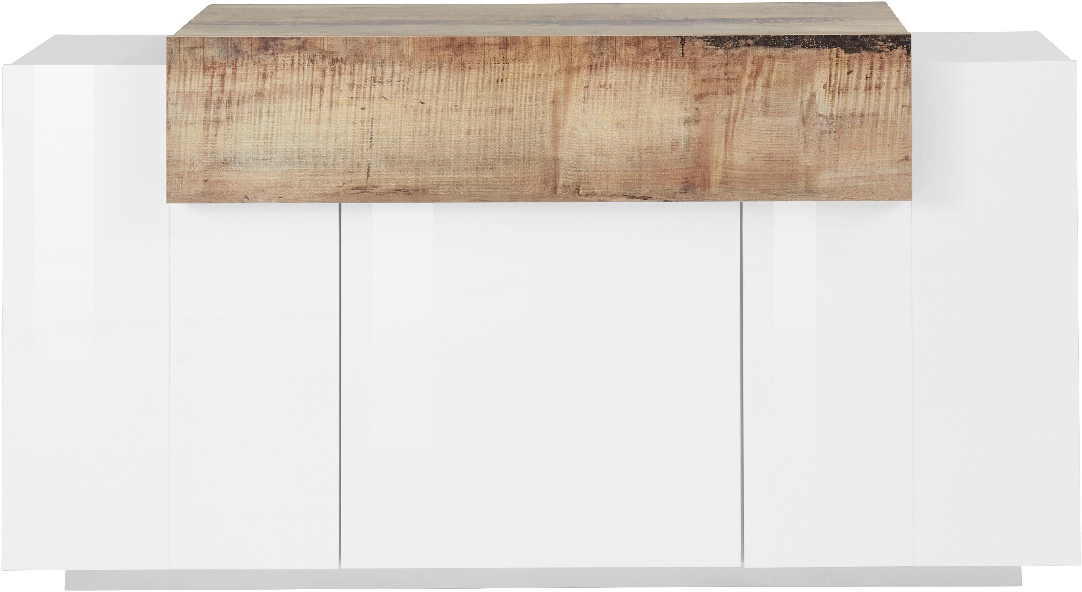 Home affaire Sideboard Coro, Kommode, Schrank, Kredenz, grifflos mit Einlegeböden, mit 1 klappe, 3 Türen, Doppeltiefe B/T/H 160x45x85,6cm