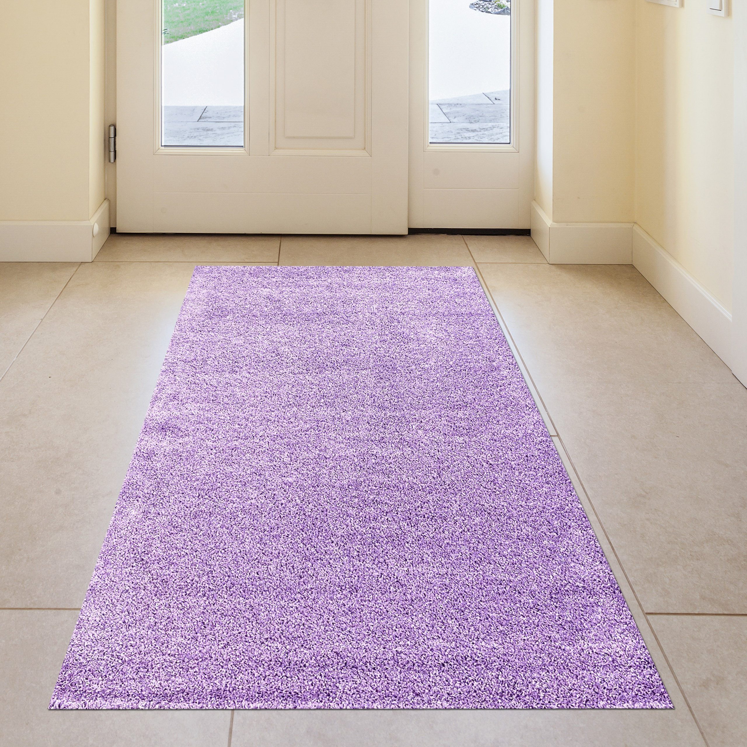 TeppichHome24 Teppich Hochflor-Teppich in Flieder, rechteckig, Höhe: 30 mm