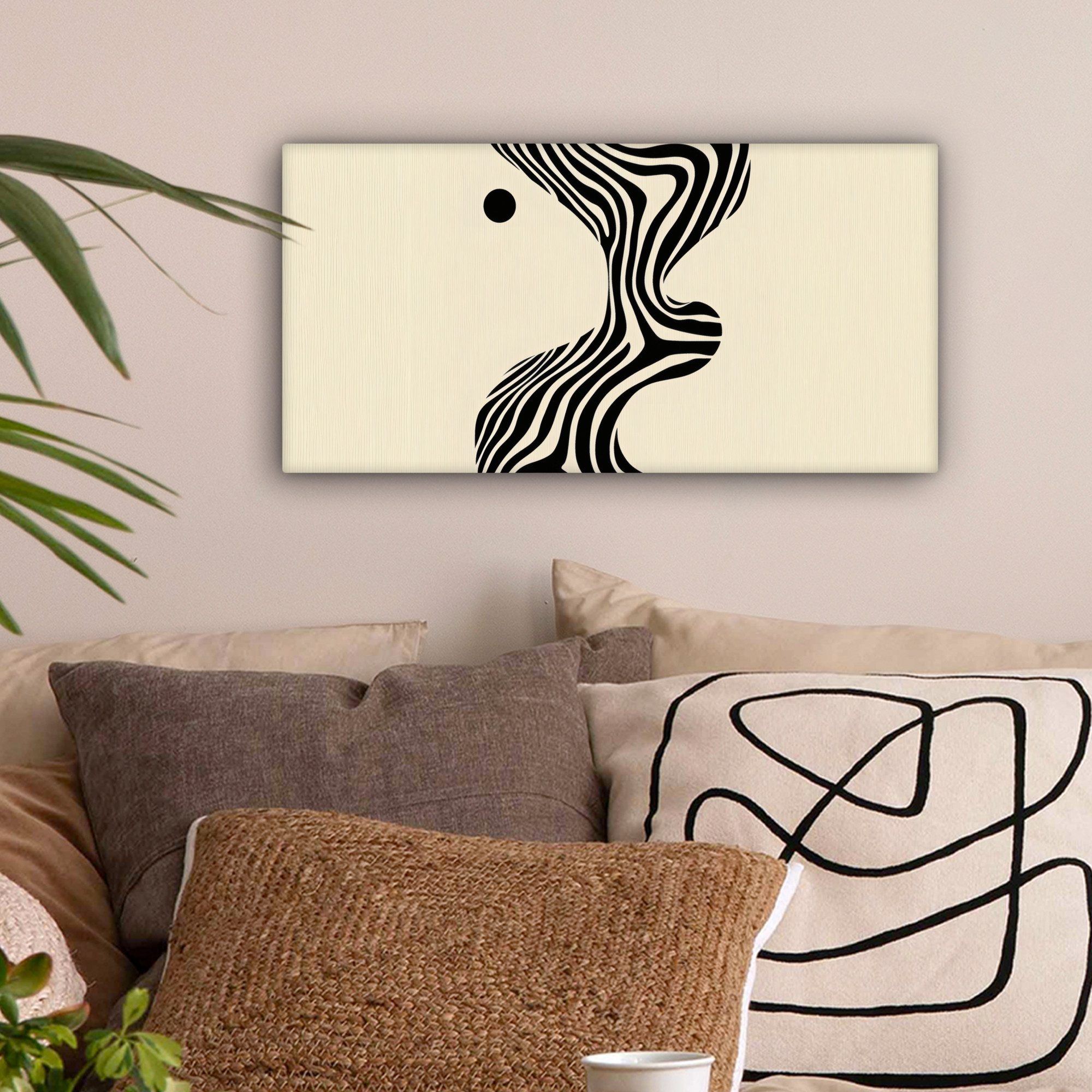 OneMillionCanvasses® Leinwandbild Panorama Beige - Linien günstig online kaufen