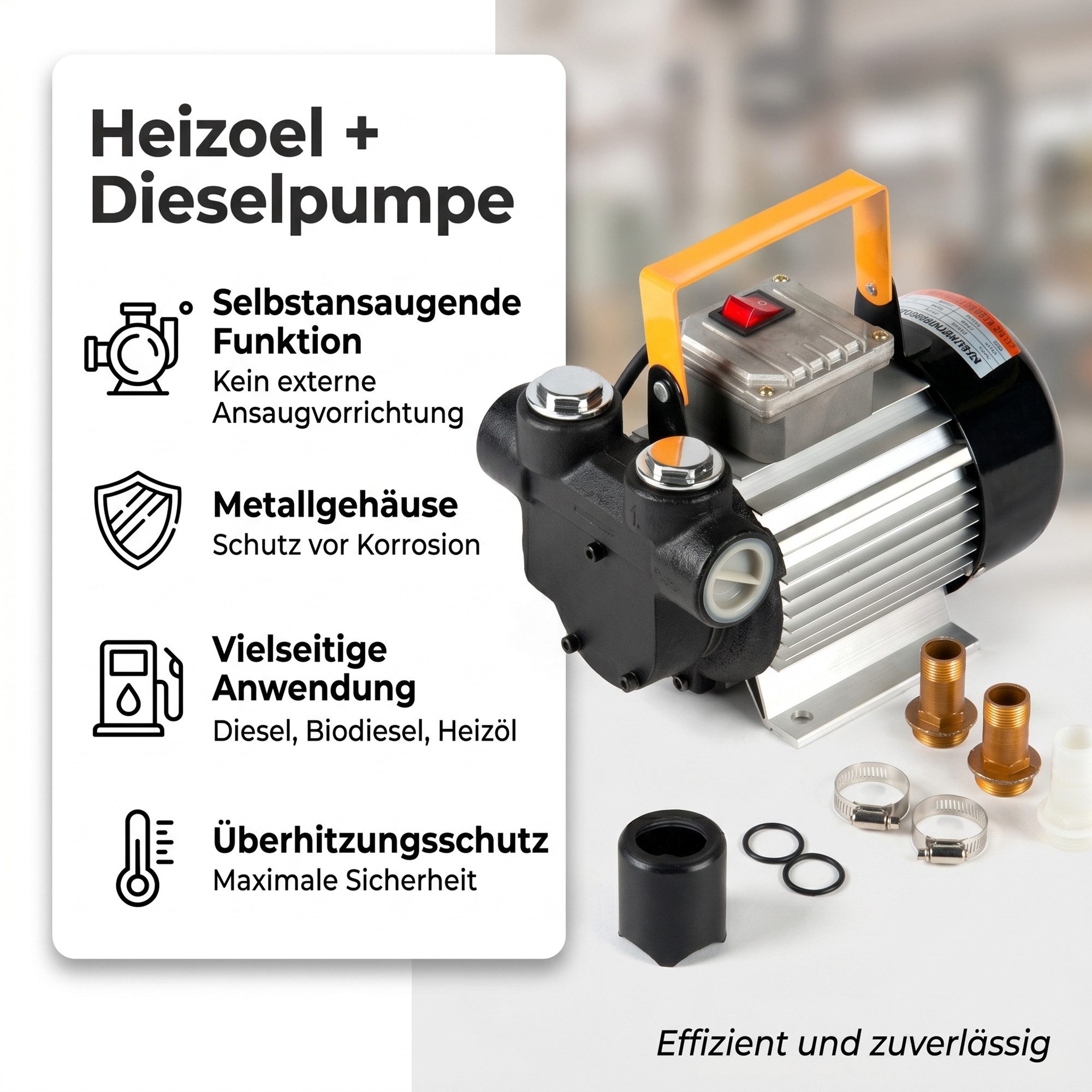 Mucola Ölabsaugpumpe 60L/min Heizölpumpe Dieselpumpe Selbstansaugend Ölabsaugpumpe 230V (Stück, 1-tlg), Selbstansaugend