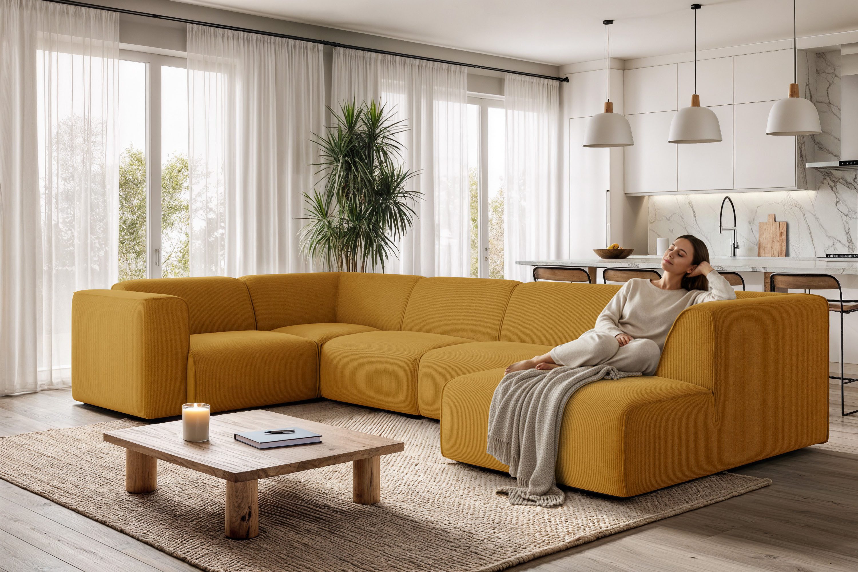OTTO home Wohnlandschaft Merid U-Form, B: 367 cm, jederzeit durch Module erweiterbar