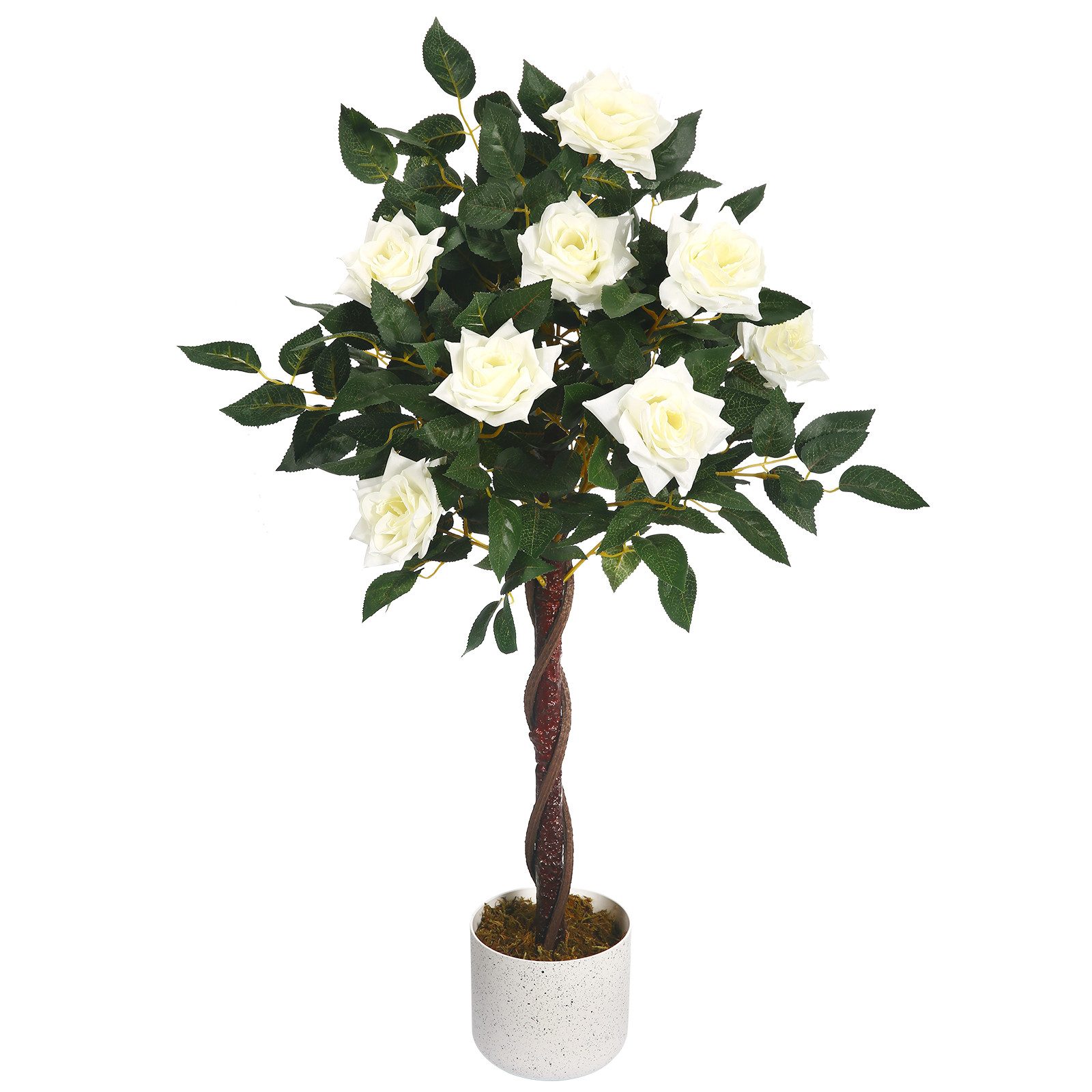 Kunstblume Künstliche, Kunstpflanze Rosenbaum Deko, Rosenpflanzen im Topf, GarveeMore, Höhe 90 cm, Groß 90cm/80cm/120cm Kunstbaum für Hochzeitstisch, Wohnzimmer, Büro