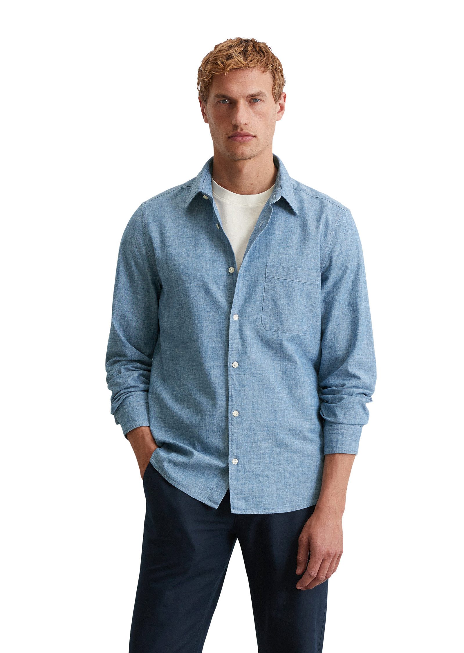 Langarmhemd aus leichtem Bio-Baumwoll-Chambray